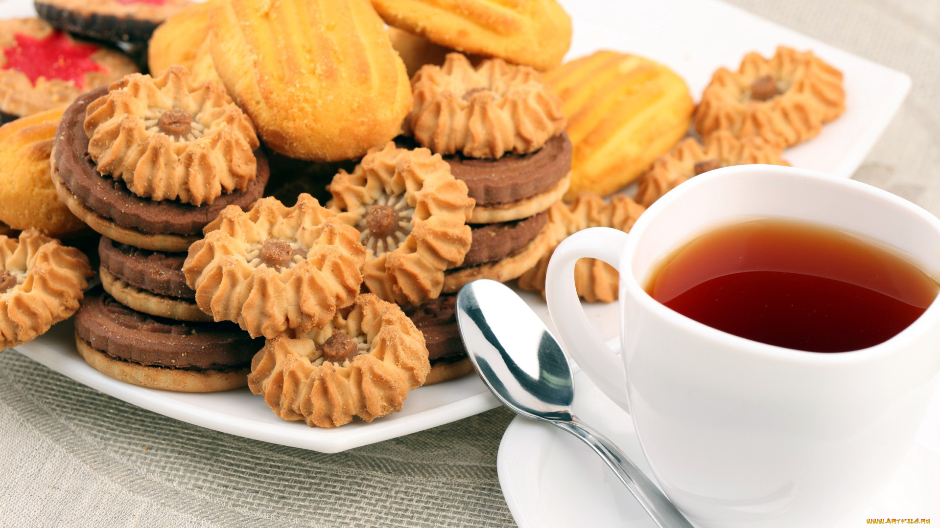 еда, пирожные, , кексы, , печенье, ассорти, чай, печенье