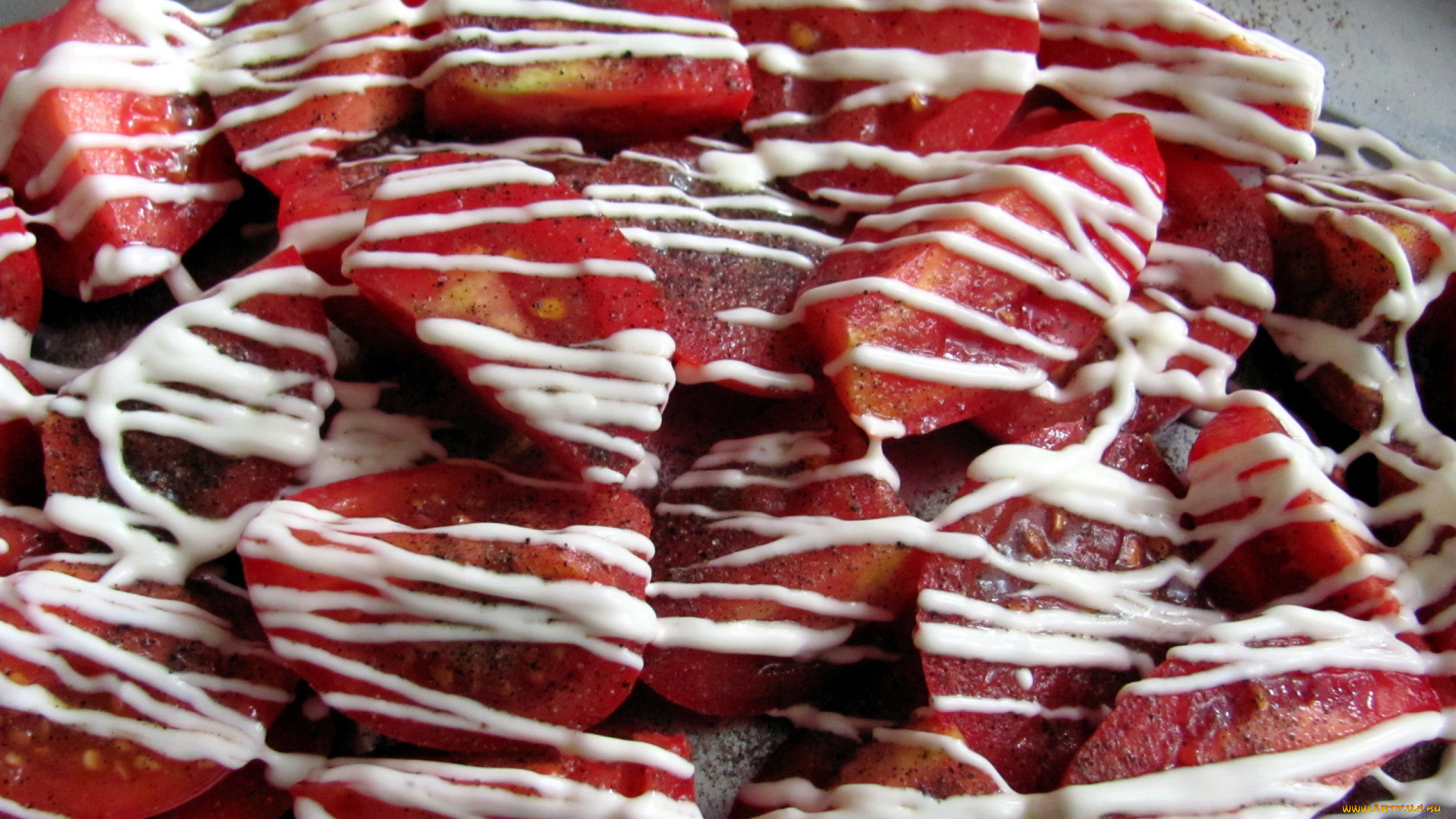 еда, помидоры, закуска, майонез