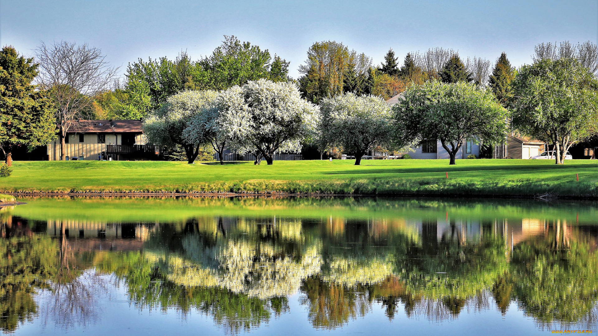 города, -, пейзажи, озеро