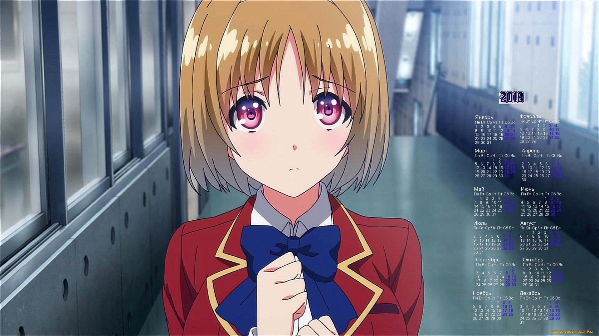 календари, аниме, девочка, форма, взгляд