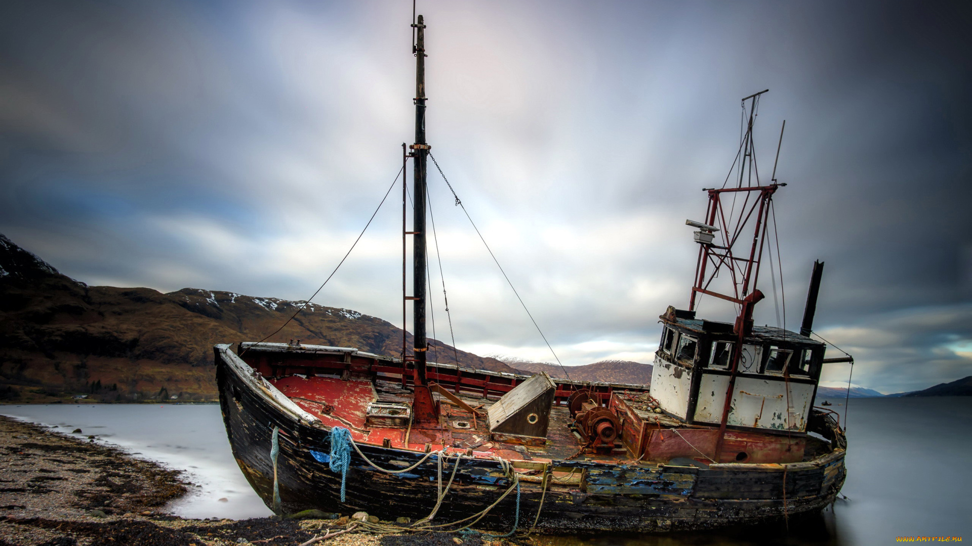 корабли, баркасы, , , буксиры, старый, залив, баркас