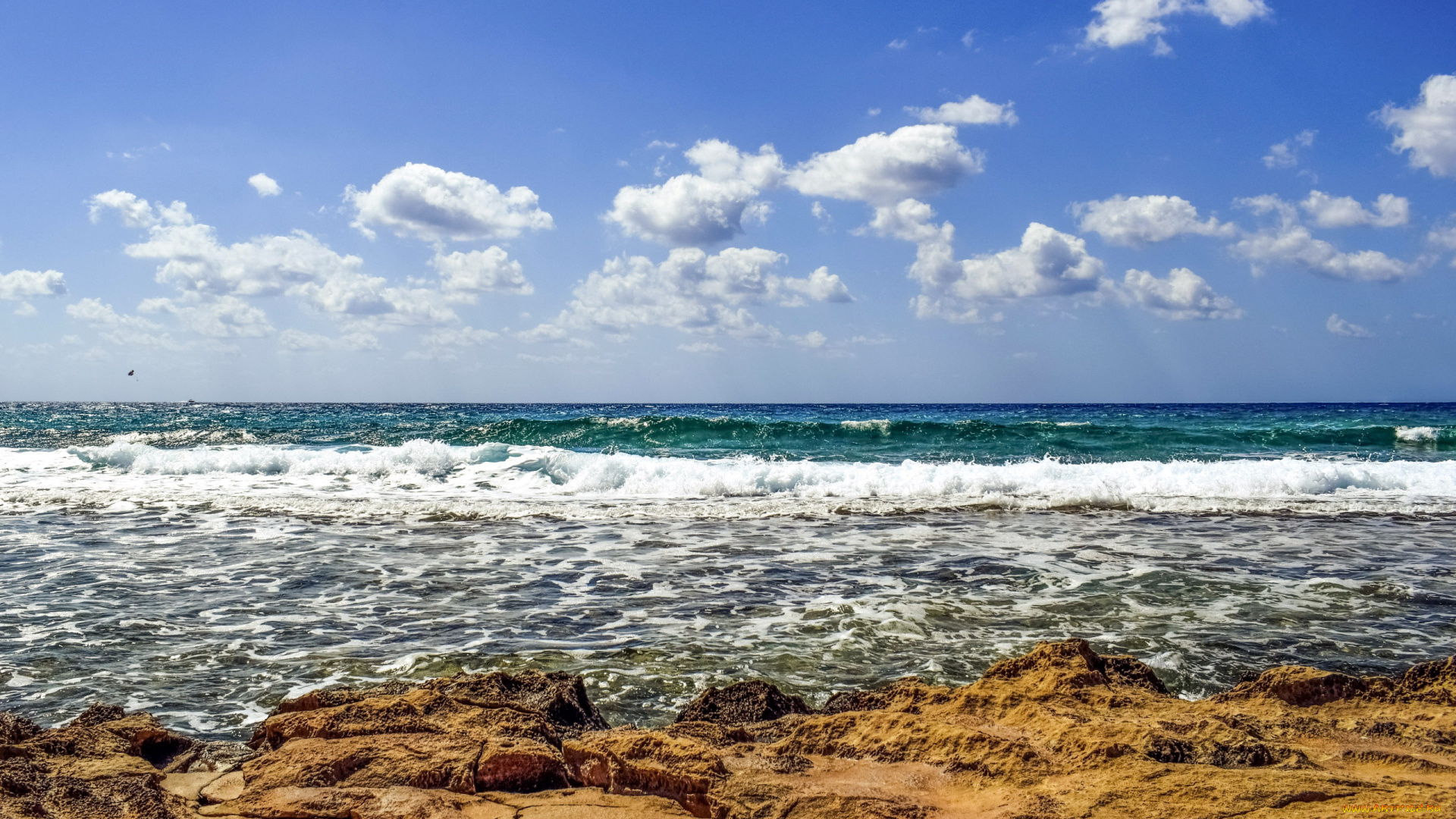 природа, побережье, облака, волны, море