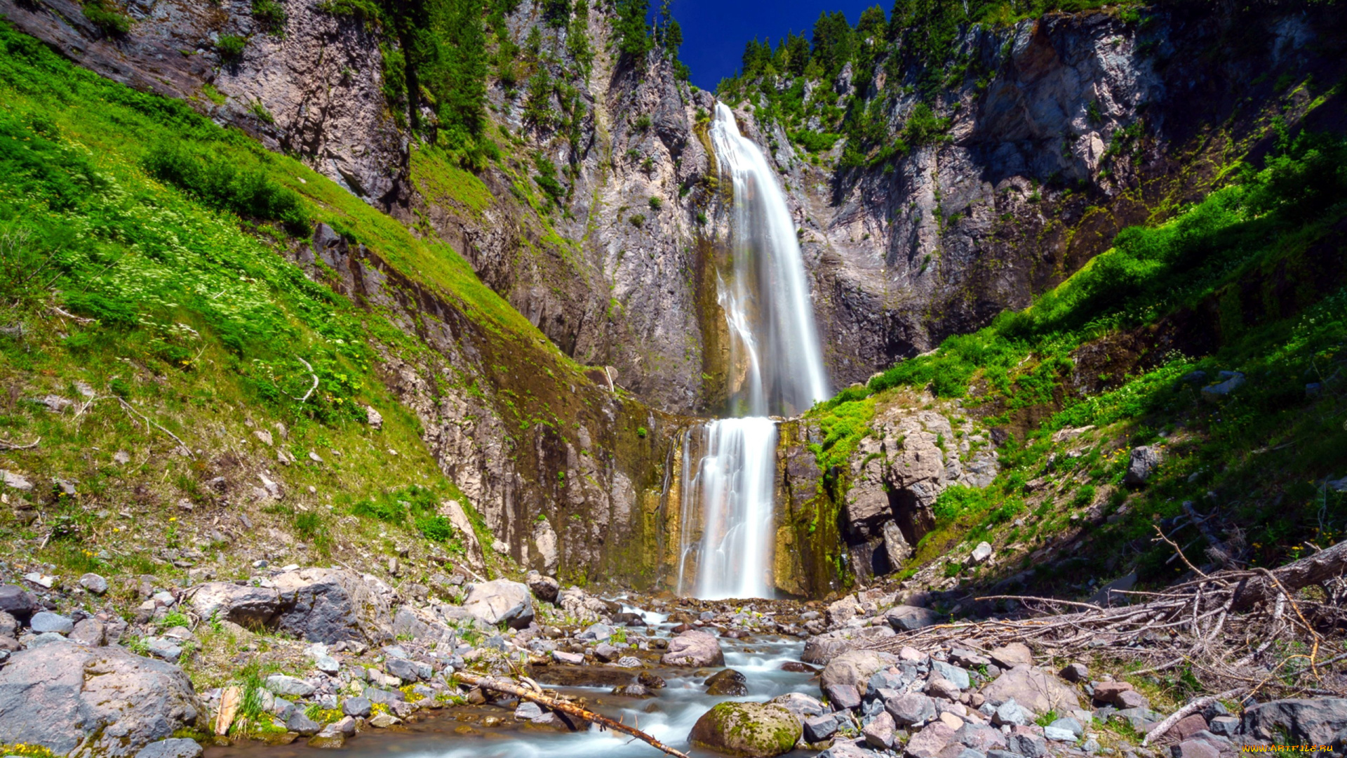 природа, водопады, поток, каскад, вода