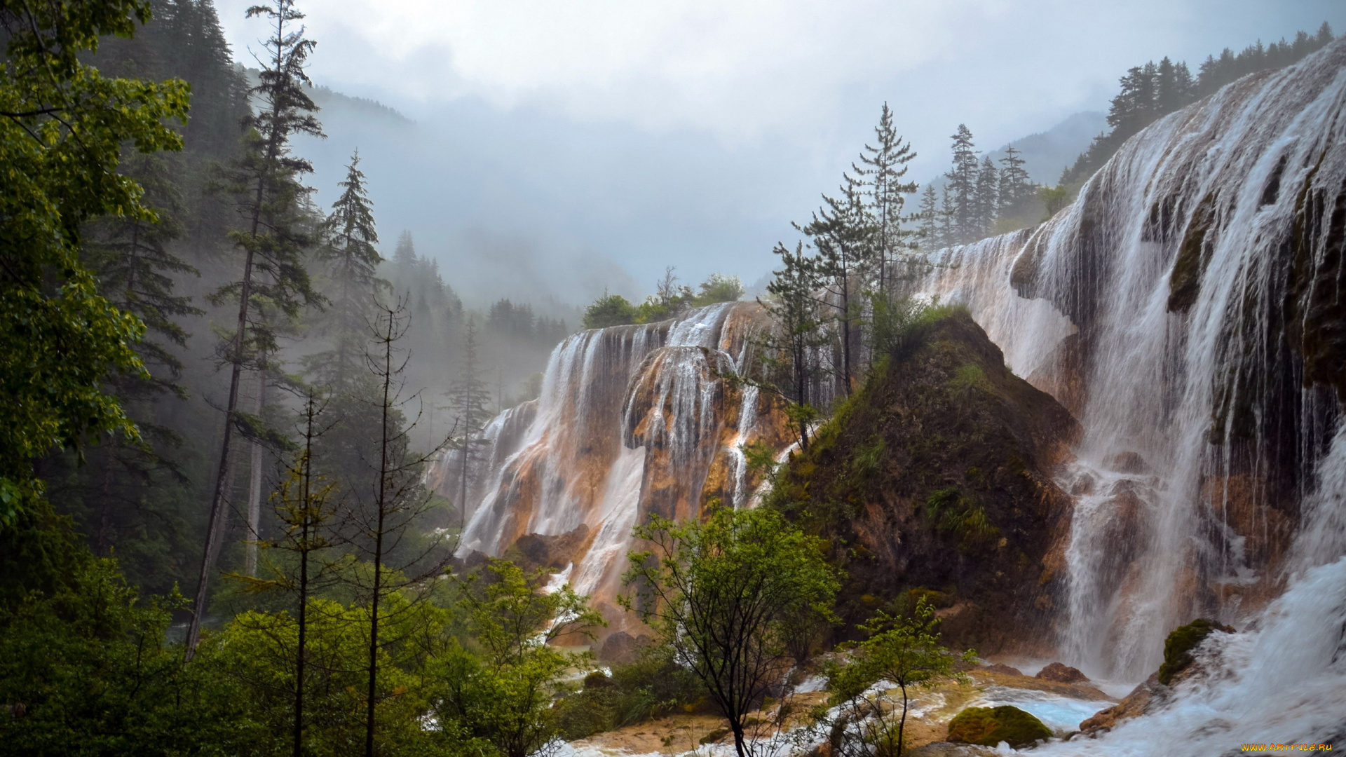 природа, водопады, вода, поток