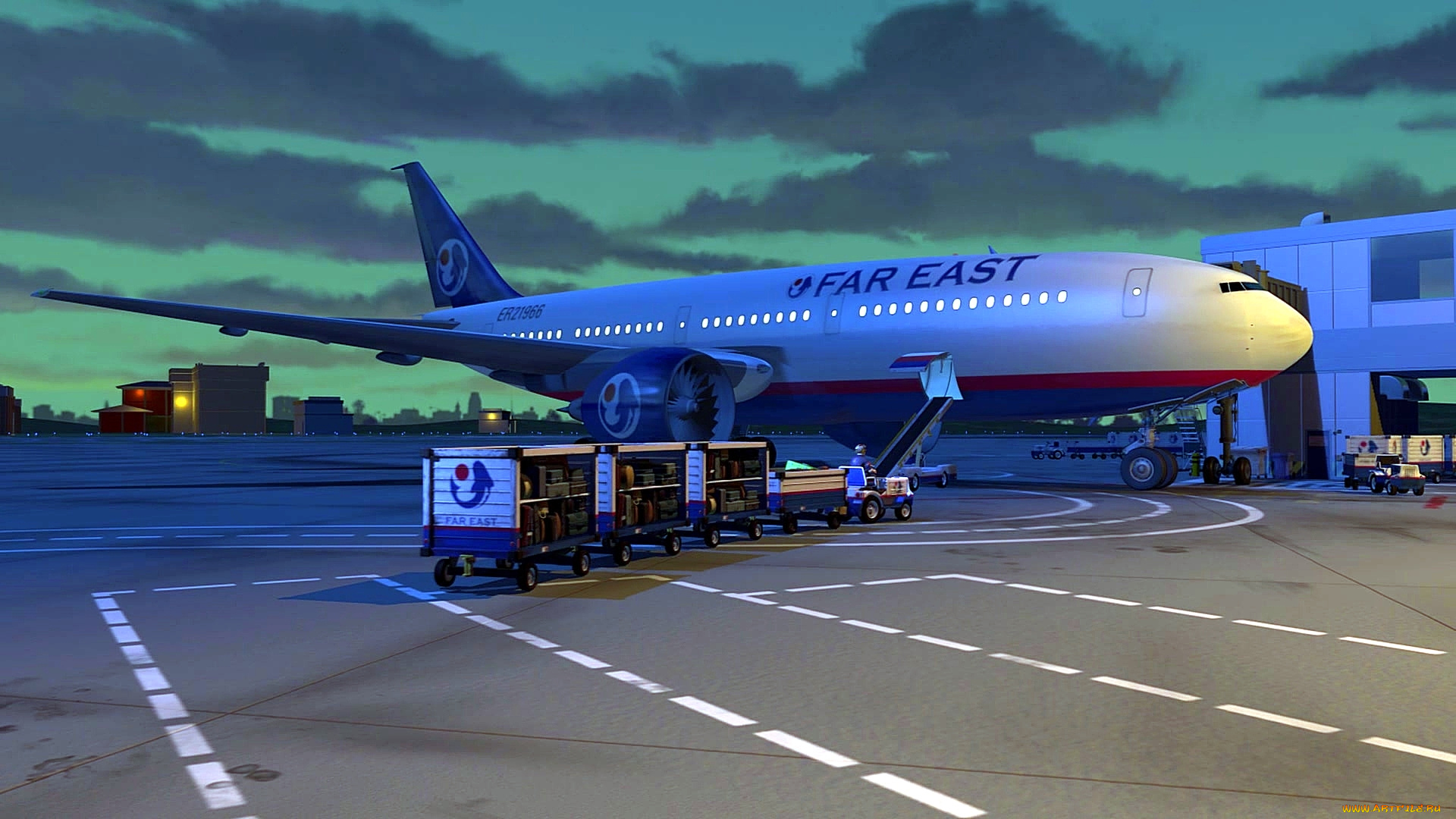 рисованное, авиация, аэропорт, самолет