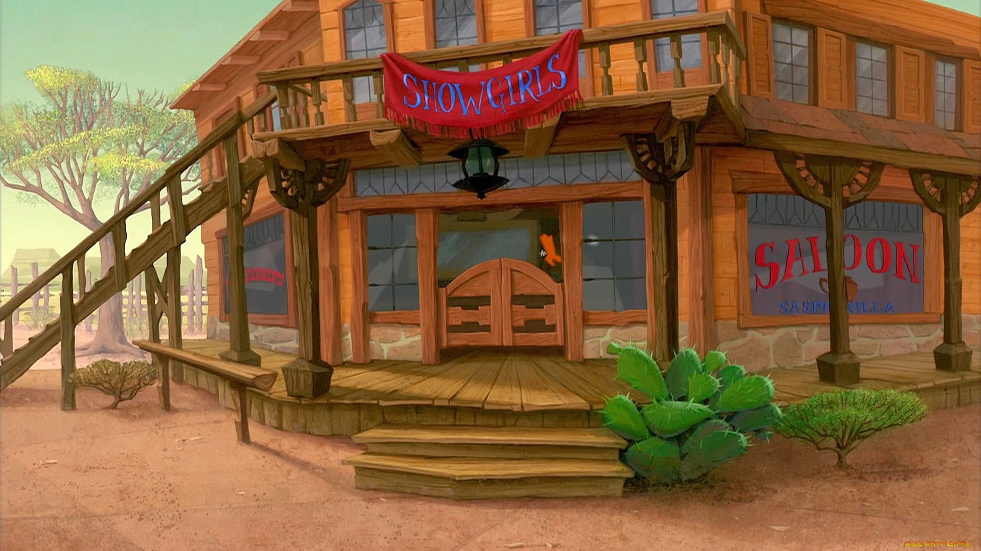 рисованное, города, растения, кактус, здание