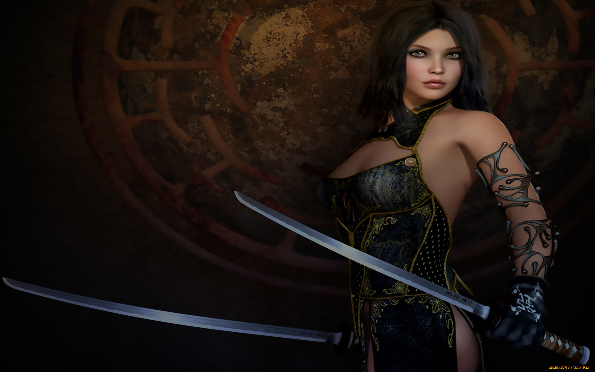 3д, графика, фантазия, , fantasy, фон, взгляд, девушка