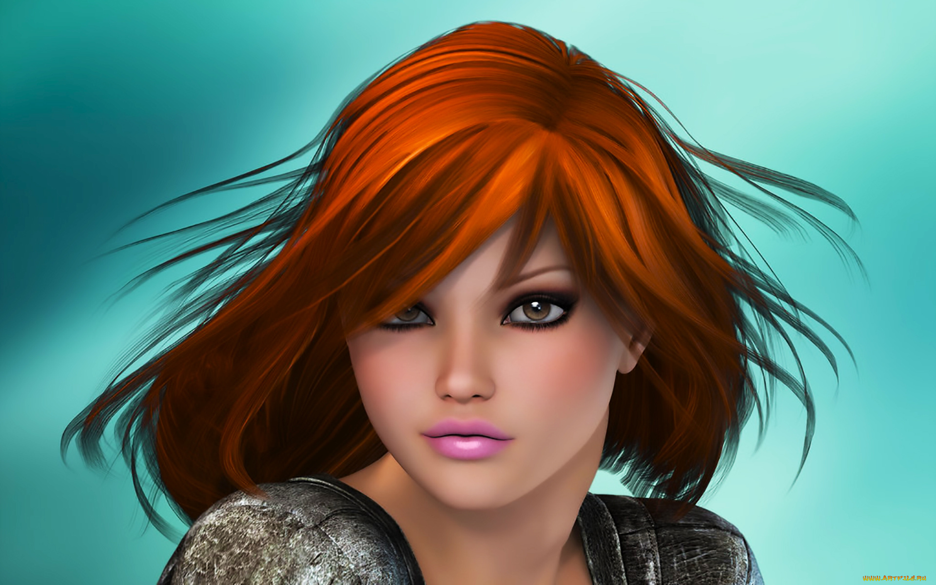 3д, графика, портрет, , portraits, губы, взгляд, красивая