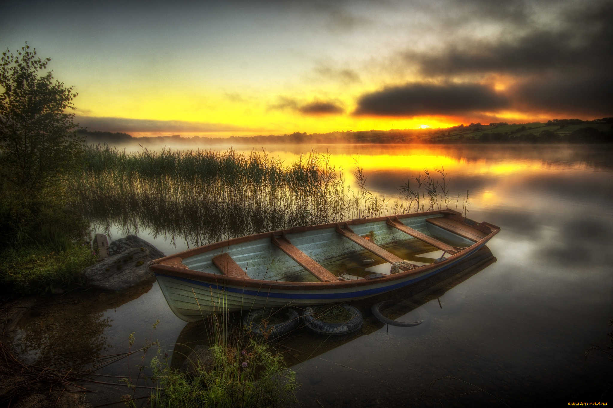 корабли, лодки, , шлюпки, лес, река