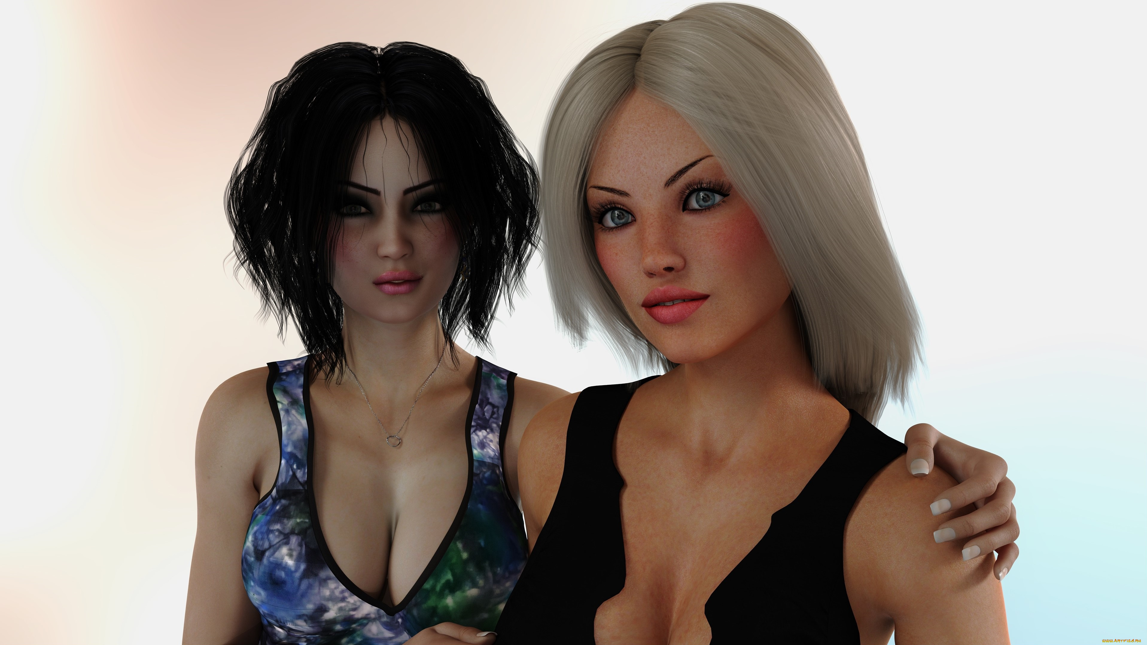 3д, графика, люди, , people, фон, взгляд, девушки