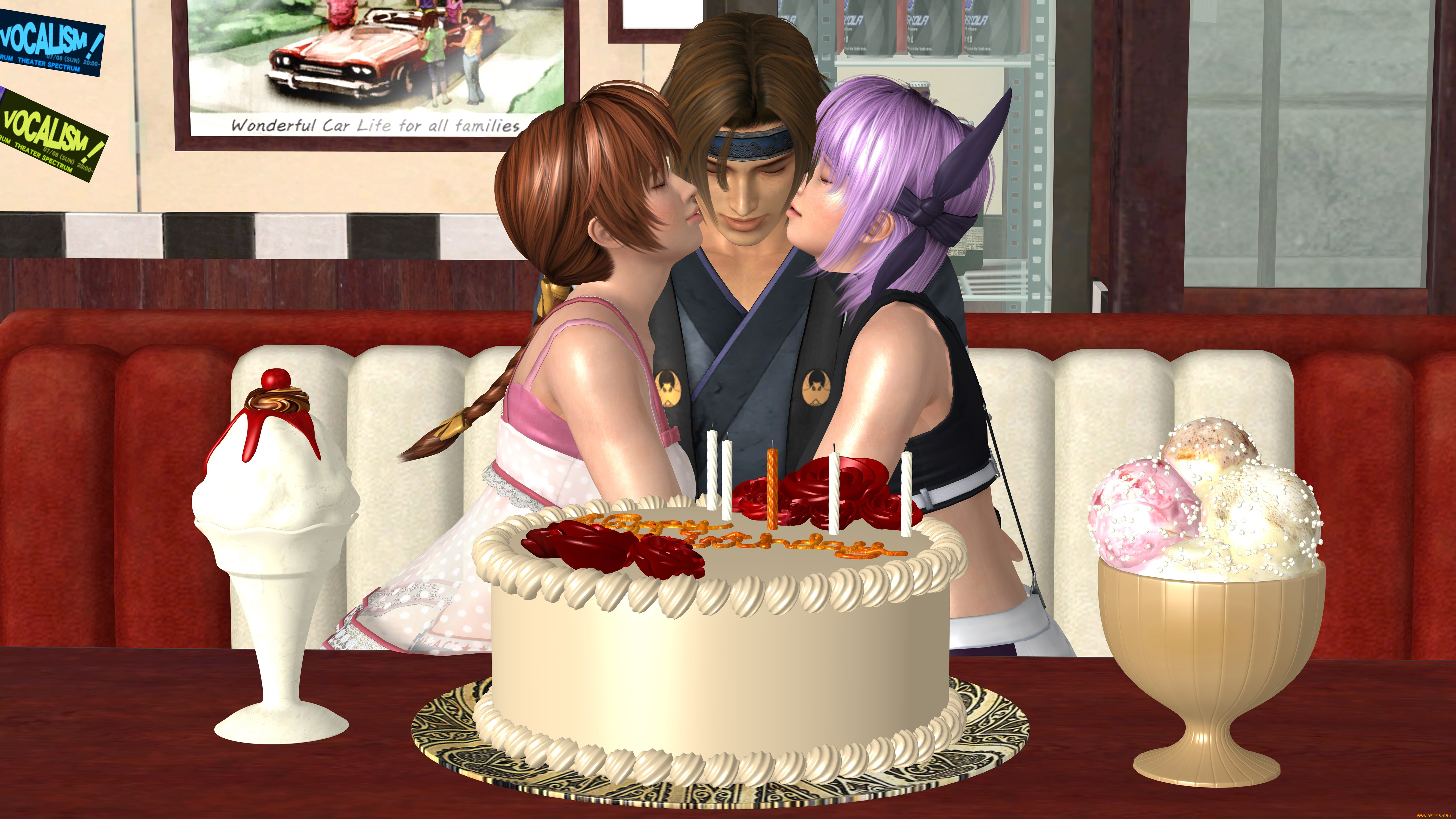 3д, графика, праздники, , holidays, фон, взгляд, девушки