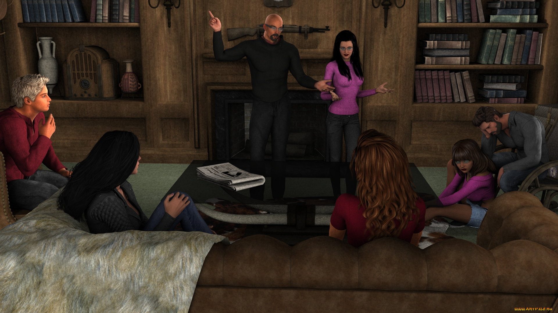 3д, графика, люди, , people, девушки, фон, взгляд