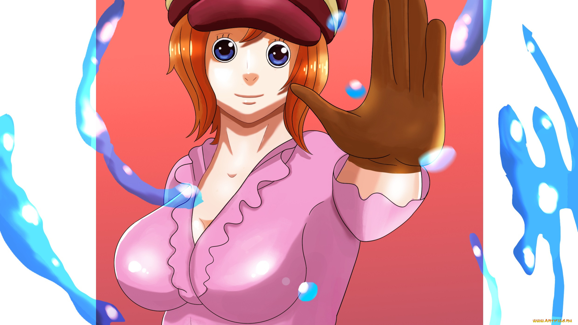 аниме, one, piece, девушка, взгляд, фон