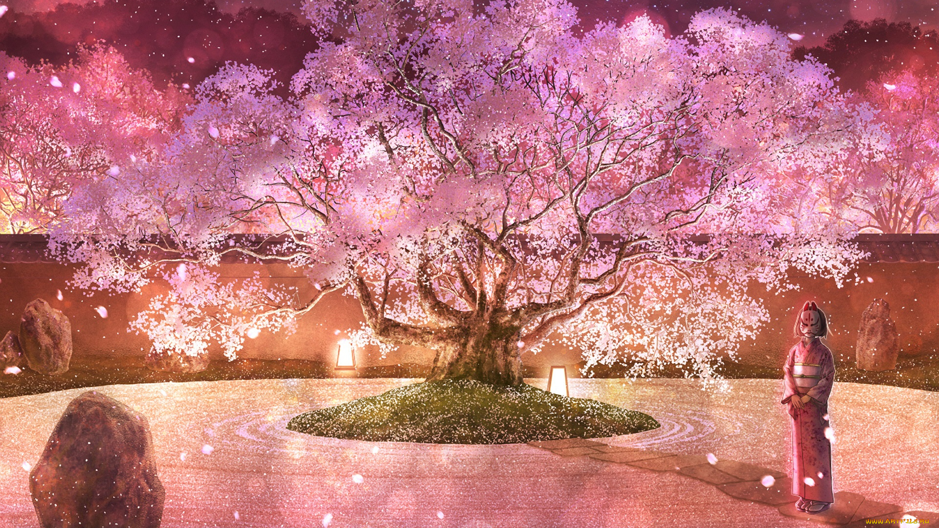 аниме, пейзажи, , природа, девушка