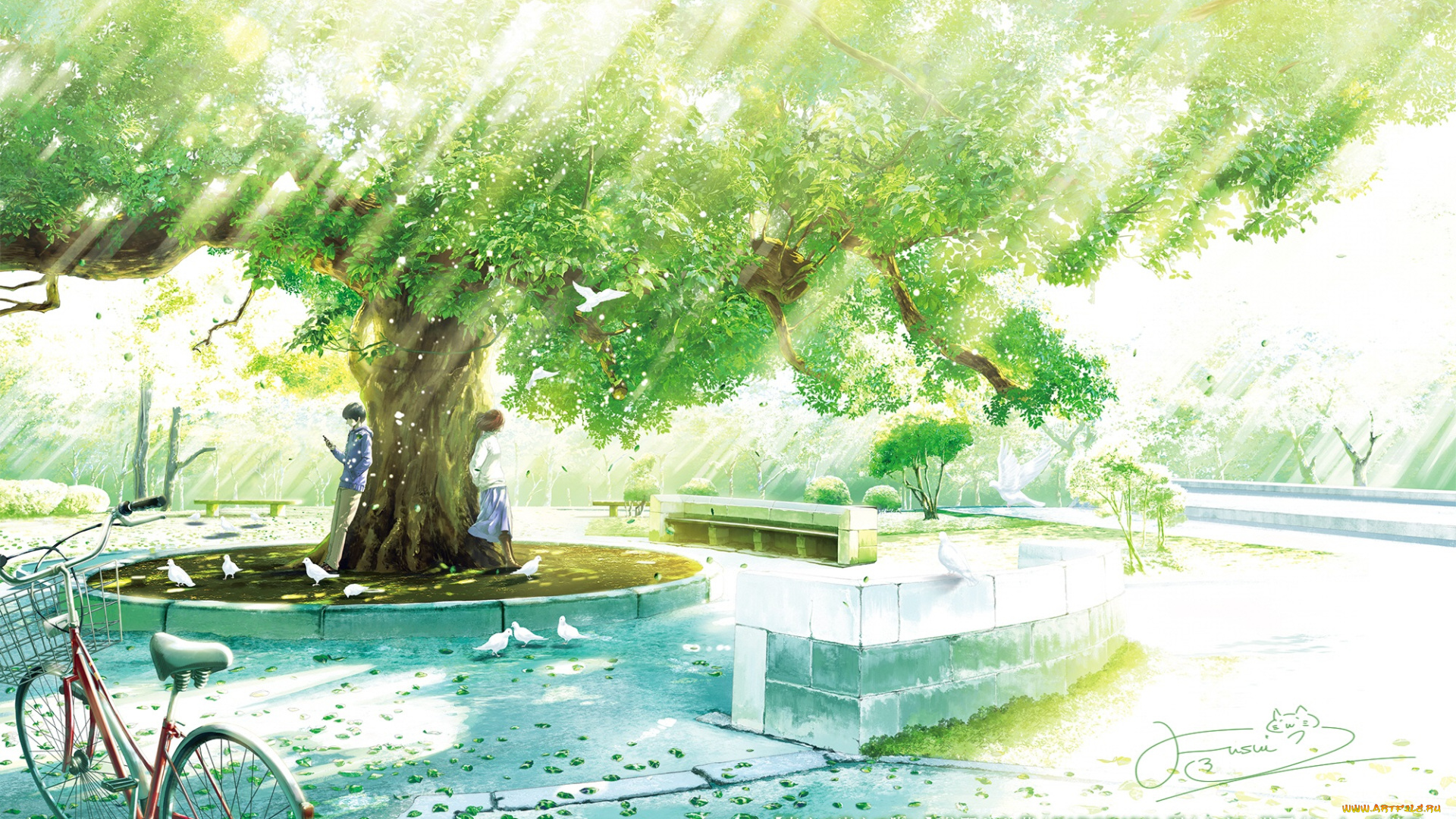 аниме, пейзажи, , природа, двое