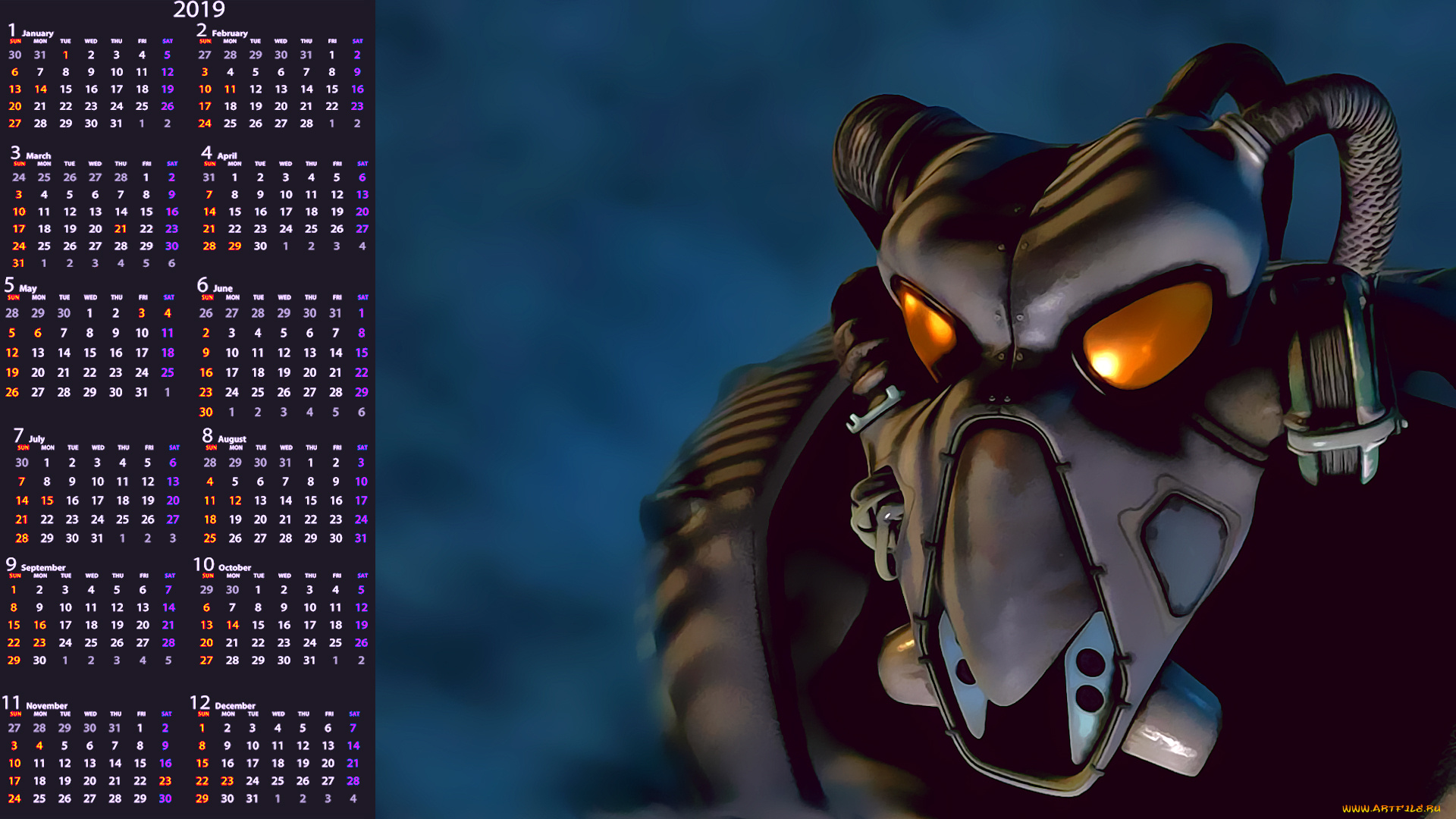 календари, фэнтези, робот, существо