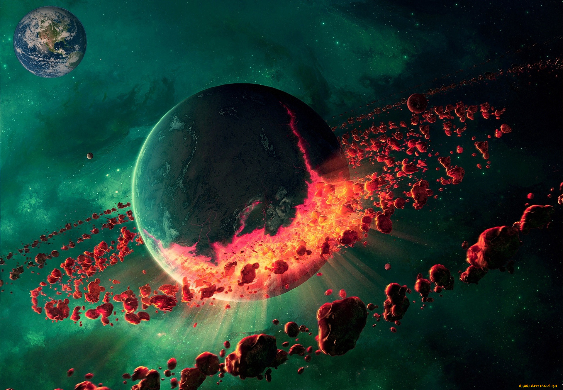 космос, арт, галактики, вселенная, планета, звезды