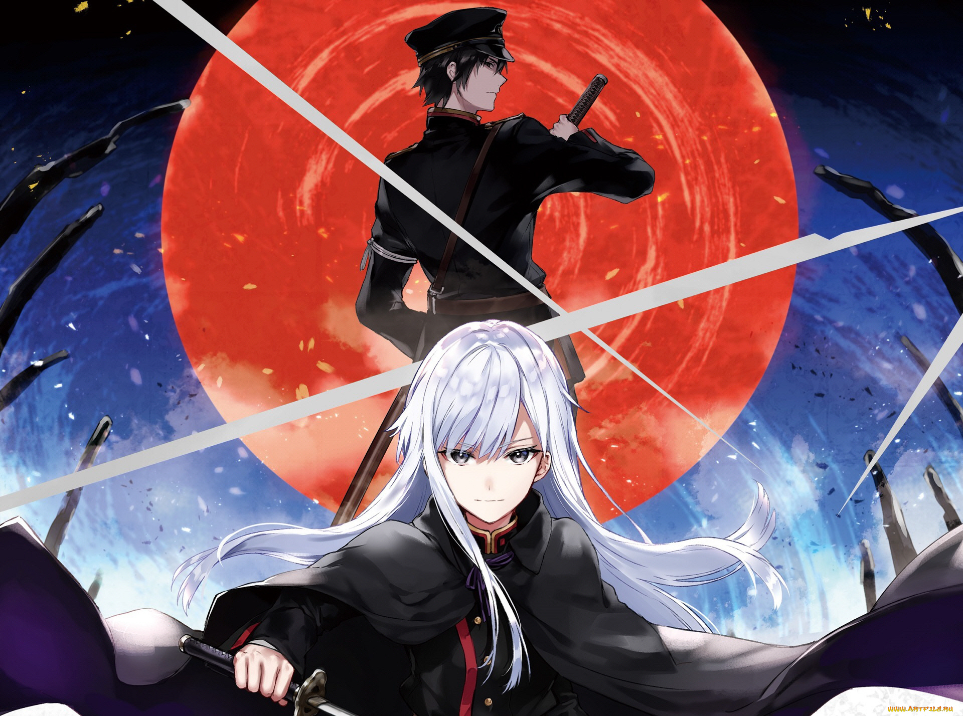 аниме, оружие, , техника, , технологии, девушка, парень