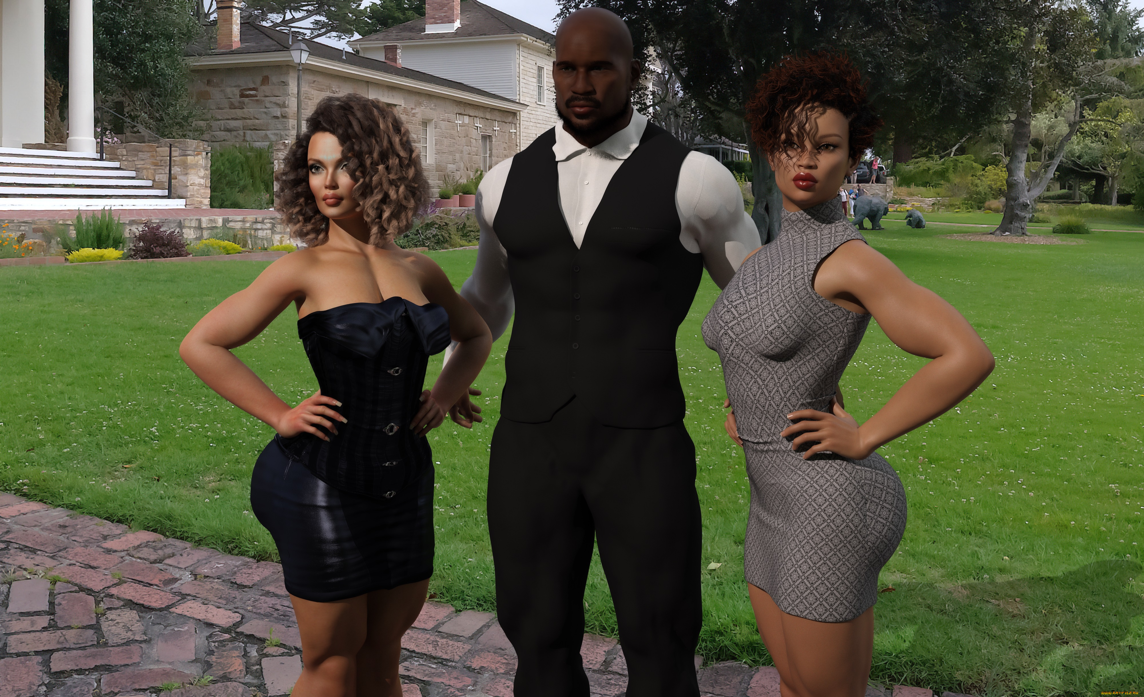 3д, графика, люди, , people, фон, взгляд, девушки