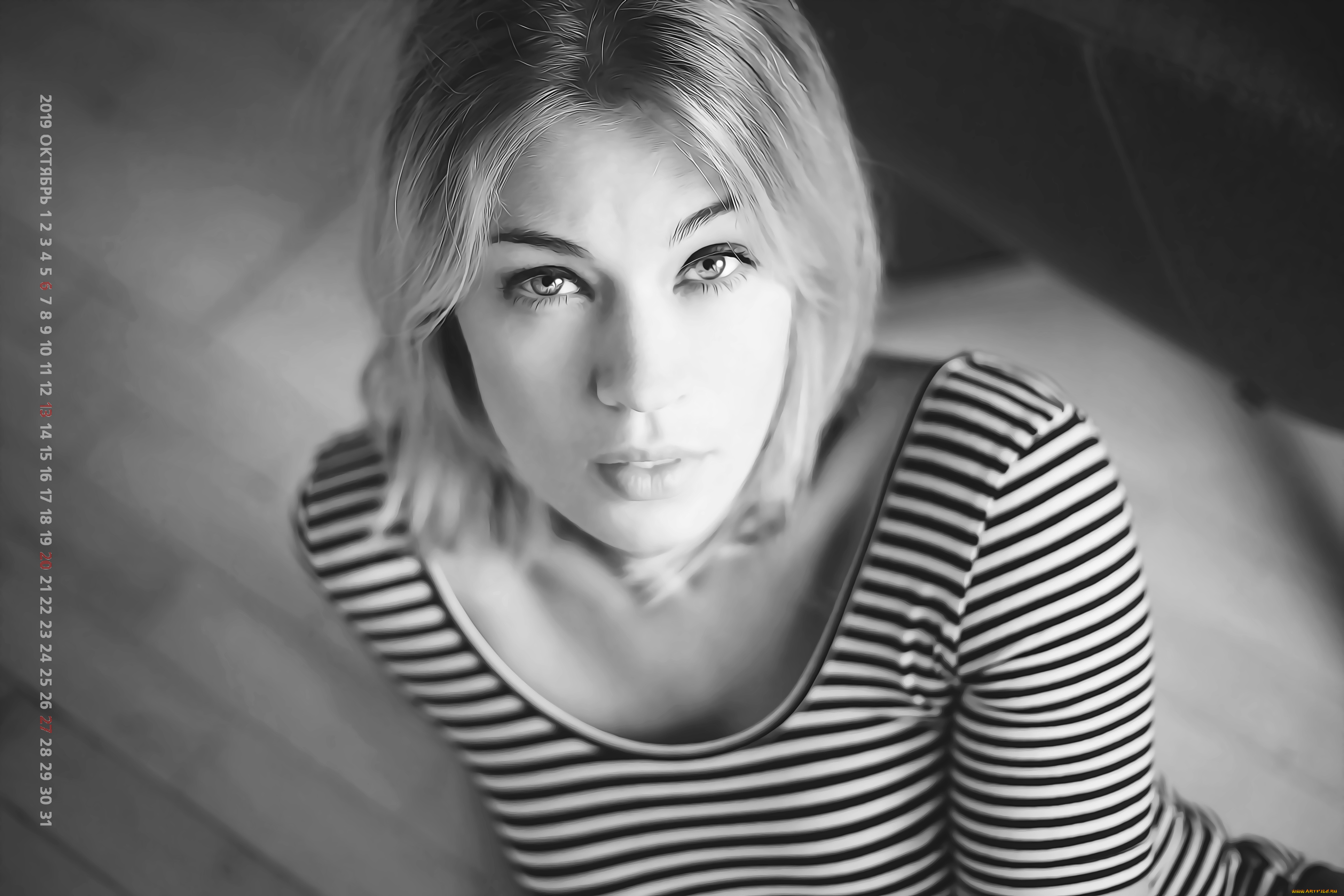 календари, компьютерный, дизайн, девушка, полоска, 2019, calendar, женщина, взгляд