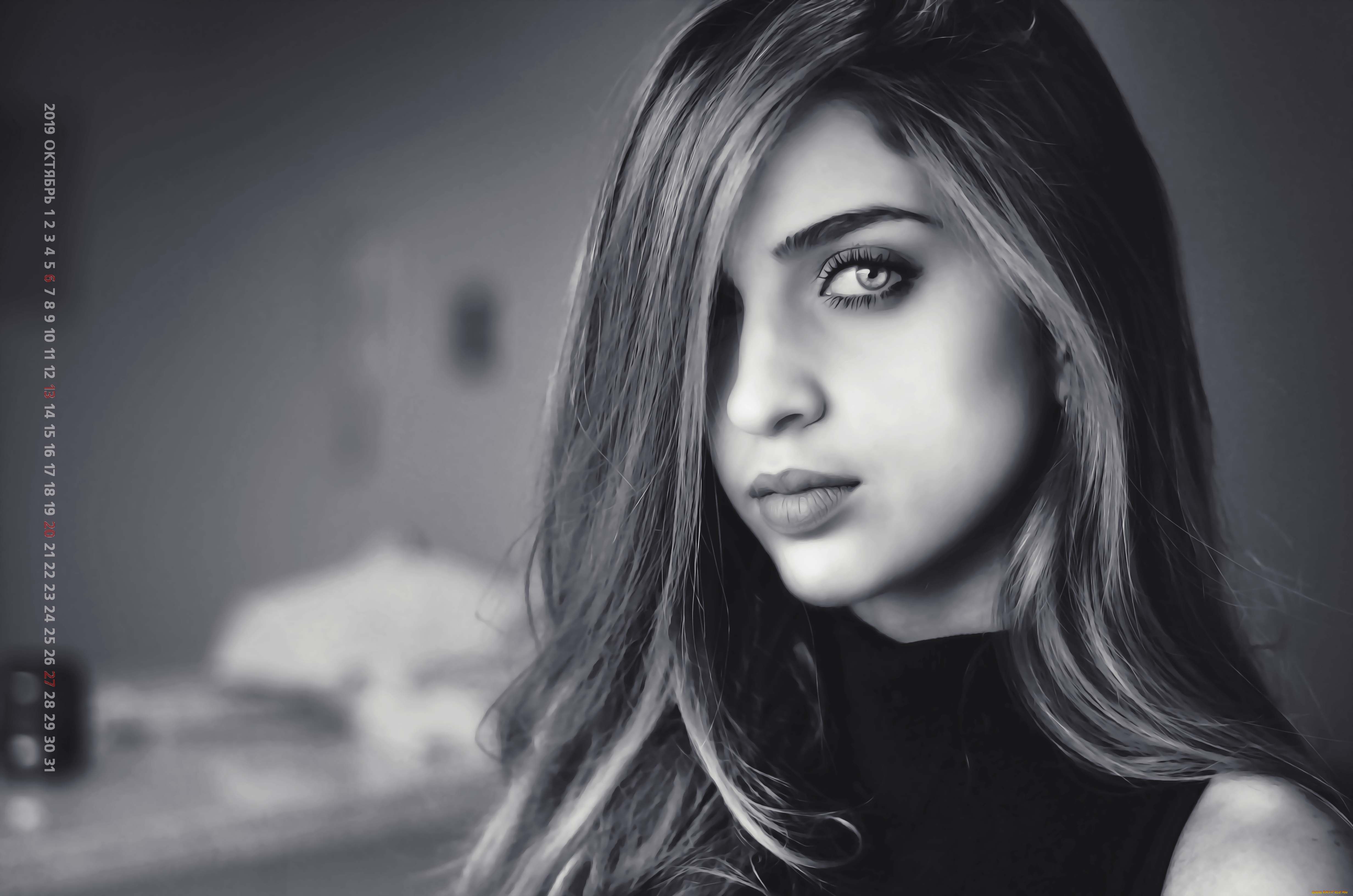 календари, компьютерный, дизайн, 2019, calendar, женщина, девушка, лицо, взгляд