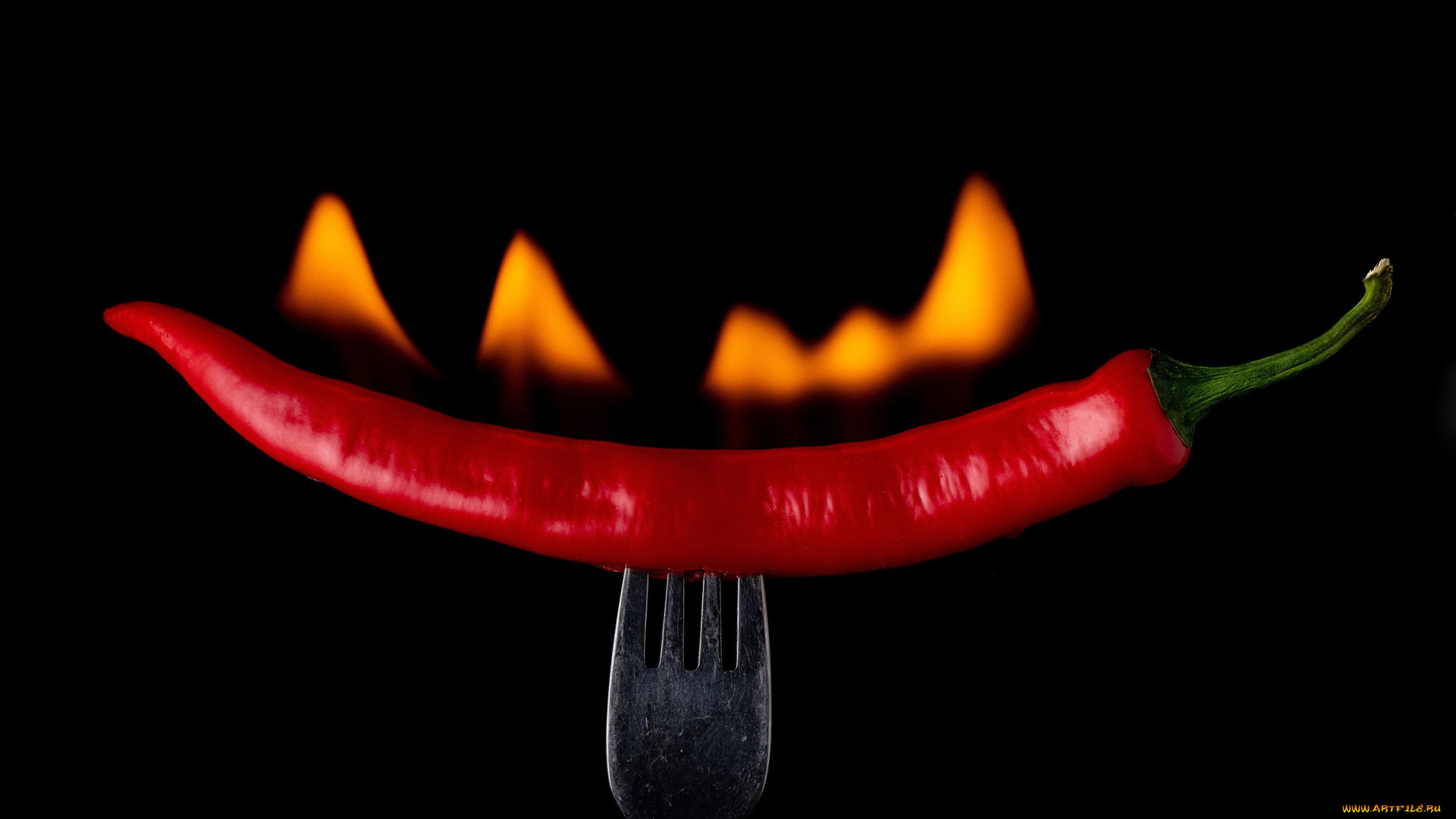 еда, перец, вилка, стручок, красный, острый, огонь