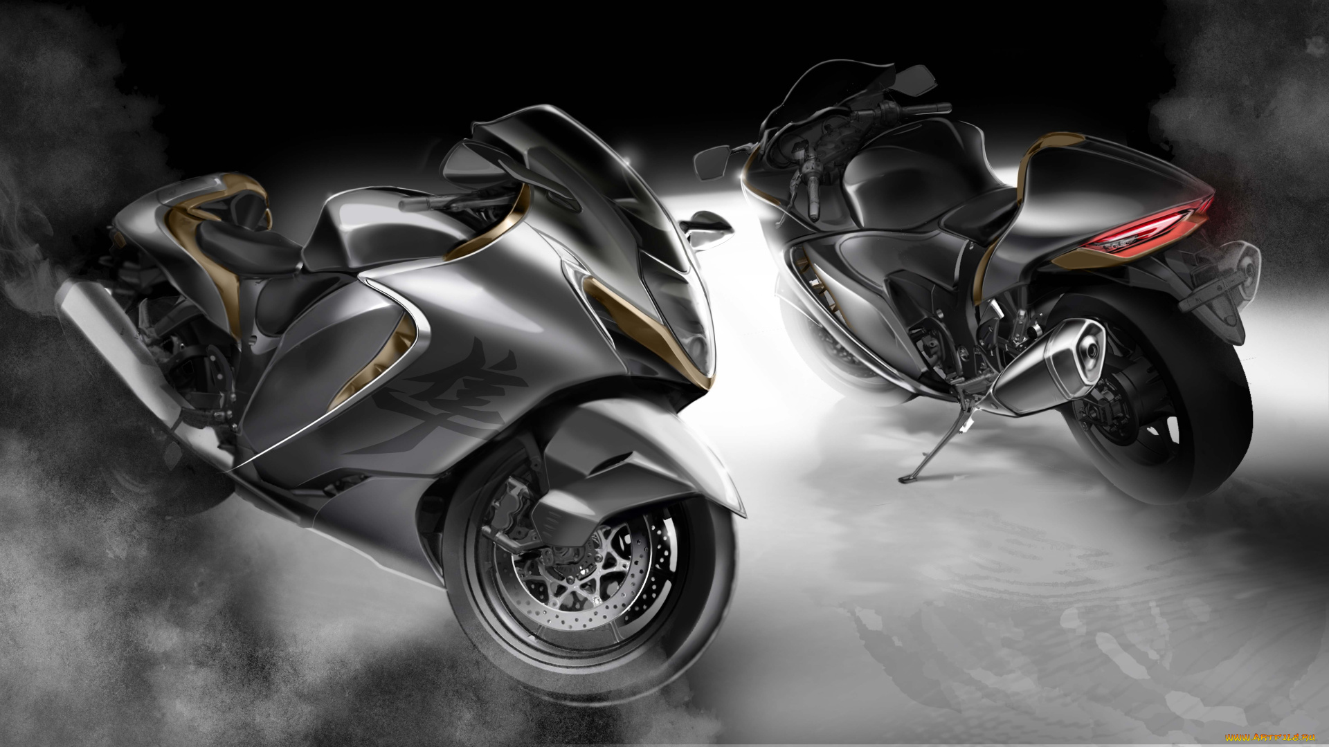 suzuki, hayabusa, мотоциклы, рисованные, suzuki, hayabusa, dark, bikes, 2022