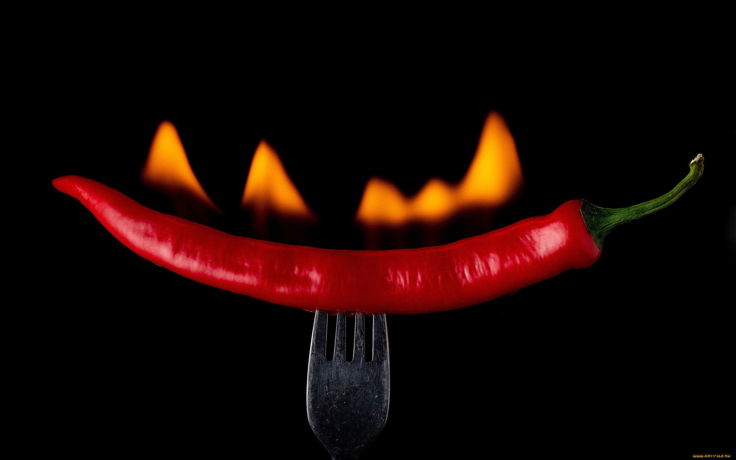 еда, перец, вилка, стручок, красный, острый, огонь