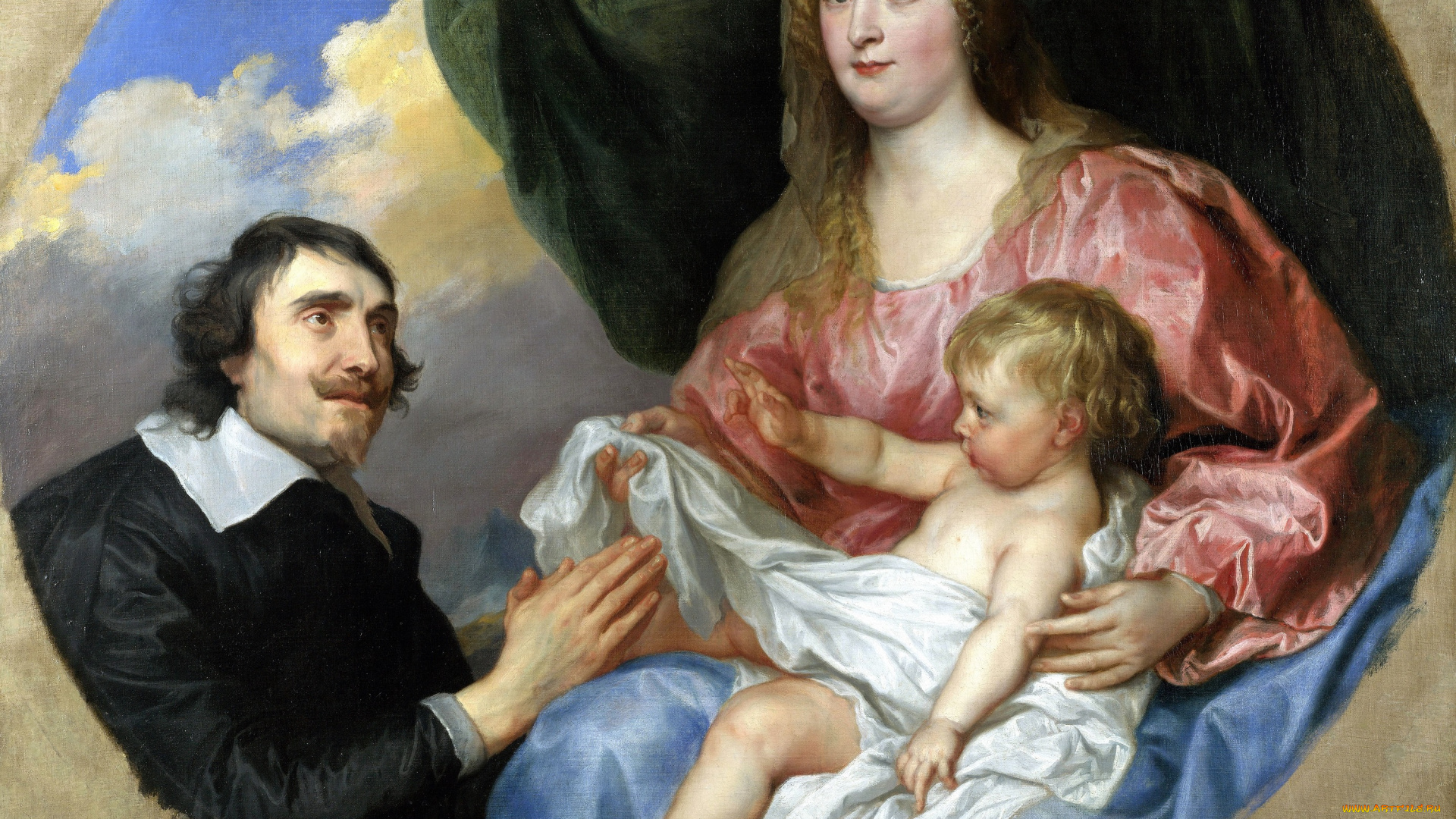 anthony, van, dyck, -, the, abbe, scaglia, adoring, the, virgin, and, child, рисованное, antoine, van, dyck, аббат, женщина, ребенок