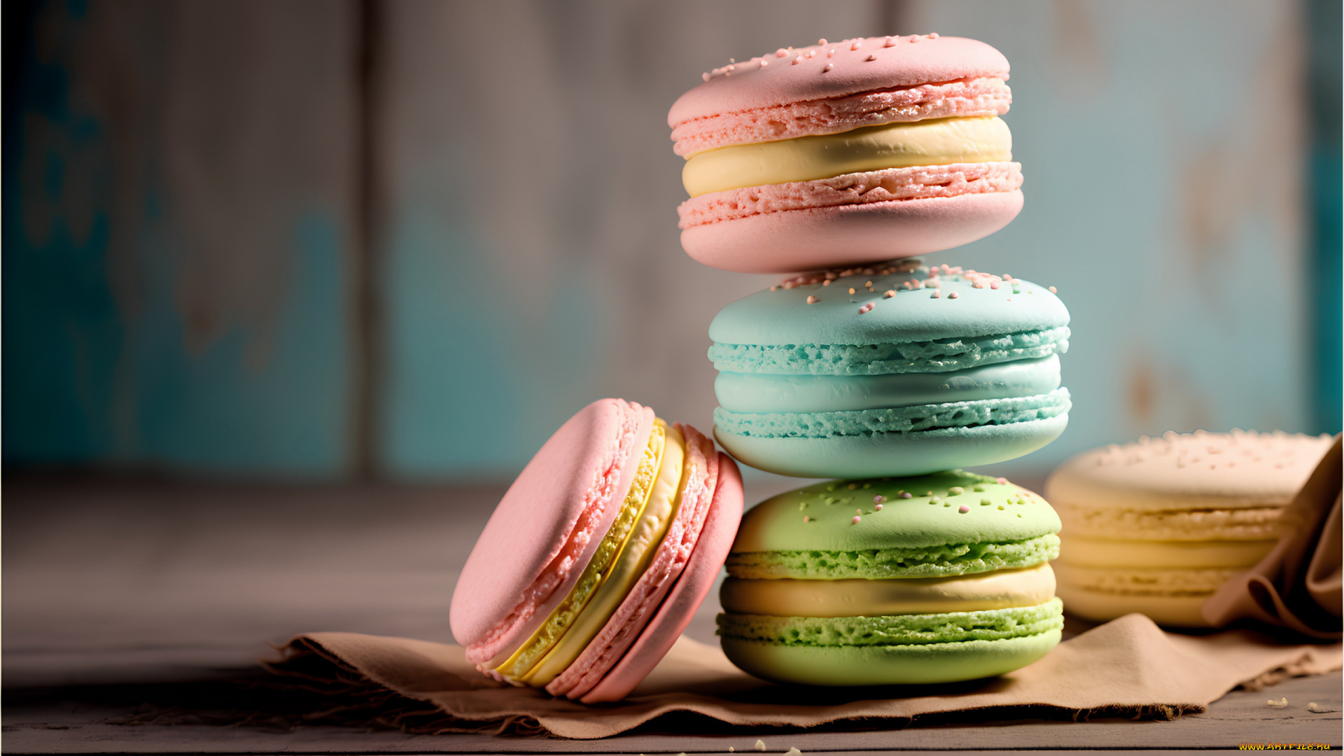 еда, макаруны, лакомство, печенье, ассорти