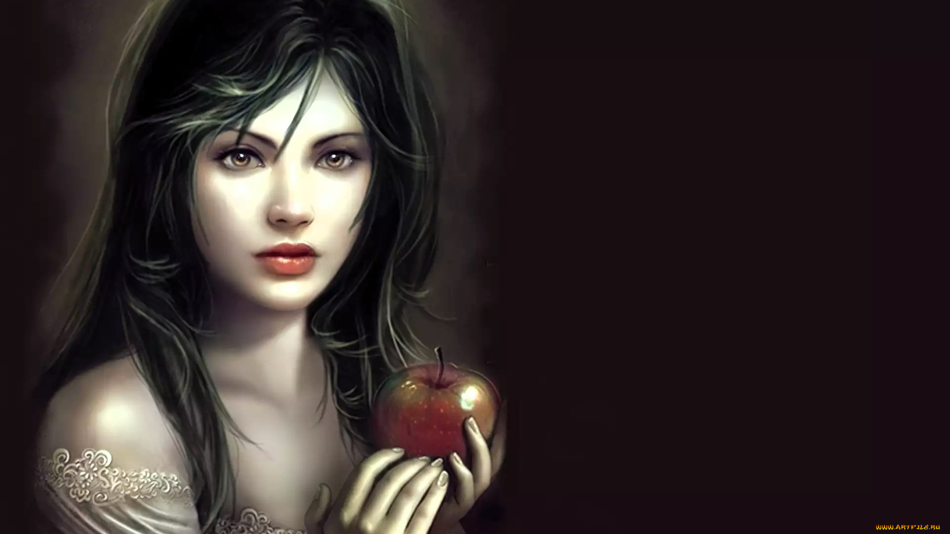 фэнтези, девушки, девушка, лицо, яблоки