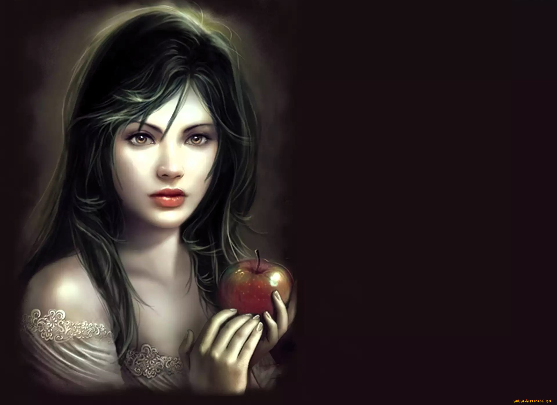 фэнтези, девушки, девушка, лицо, яблоки