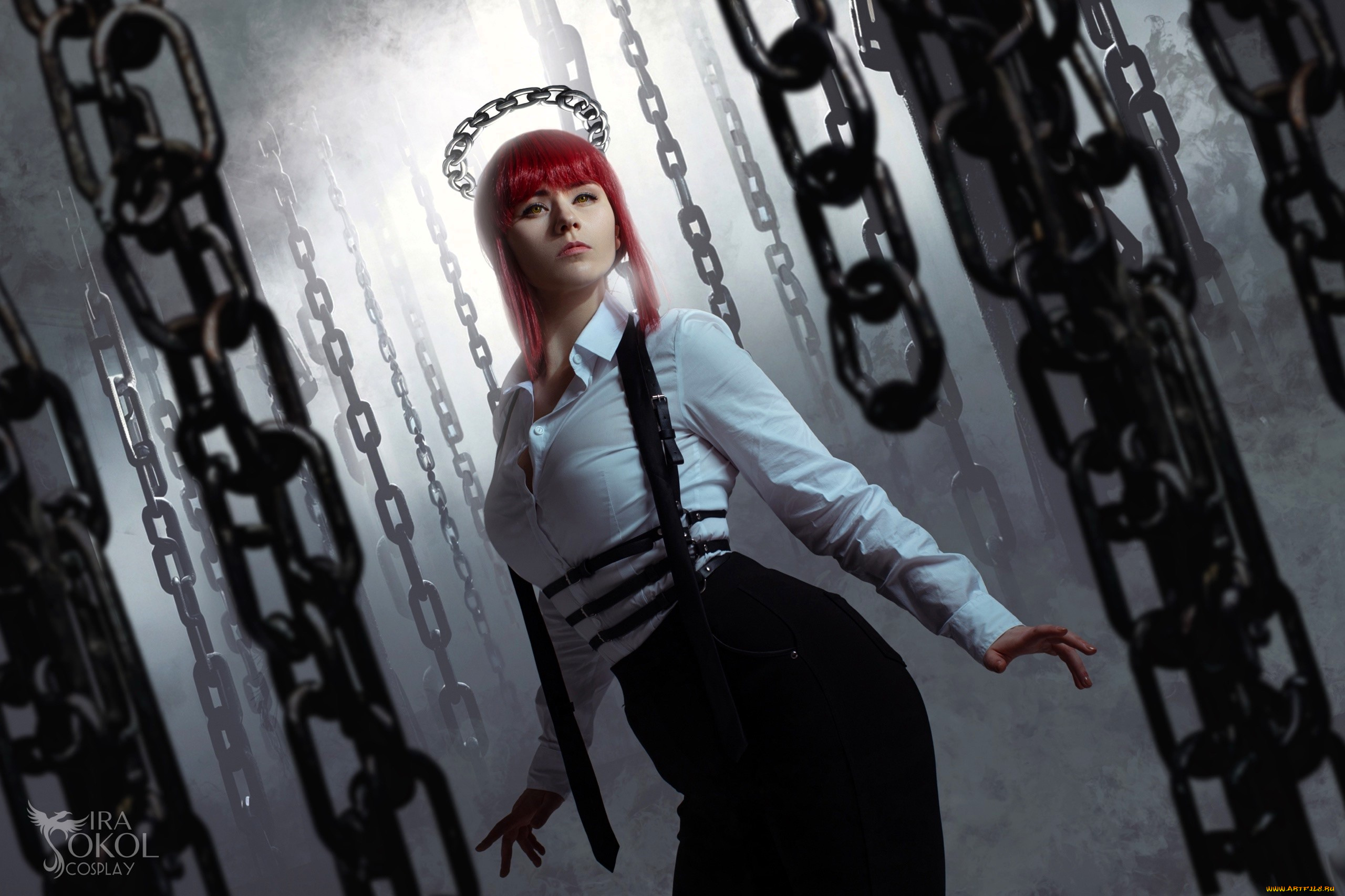 девушки, ира, сокол, образ, костюм, косплей, наряд, цепи, туман