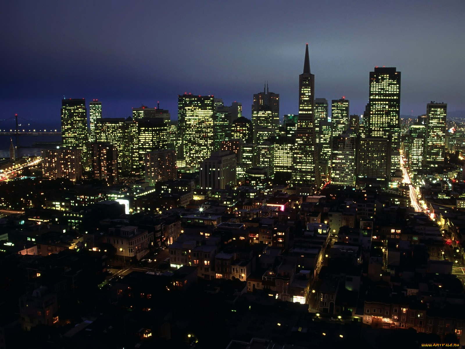 города, огни, ночного