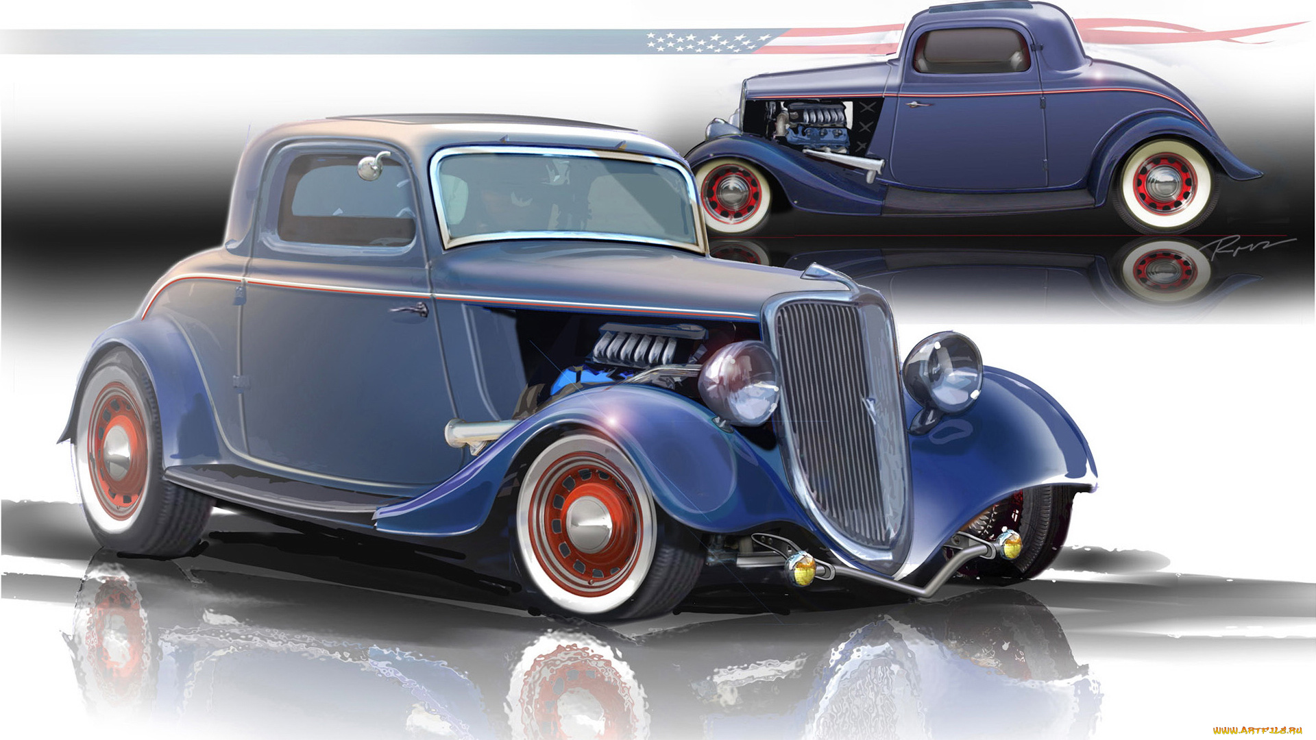 автомобили, рисованные