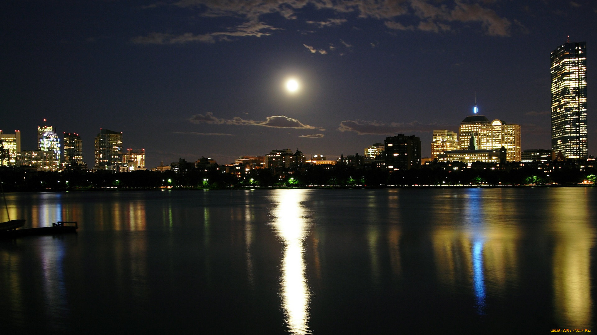 города, огни, ночного