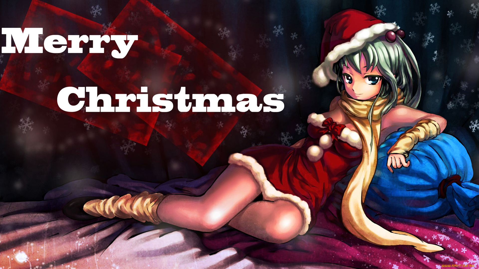 аниме, merry, chrismas, winter