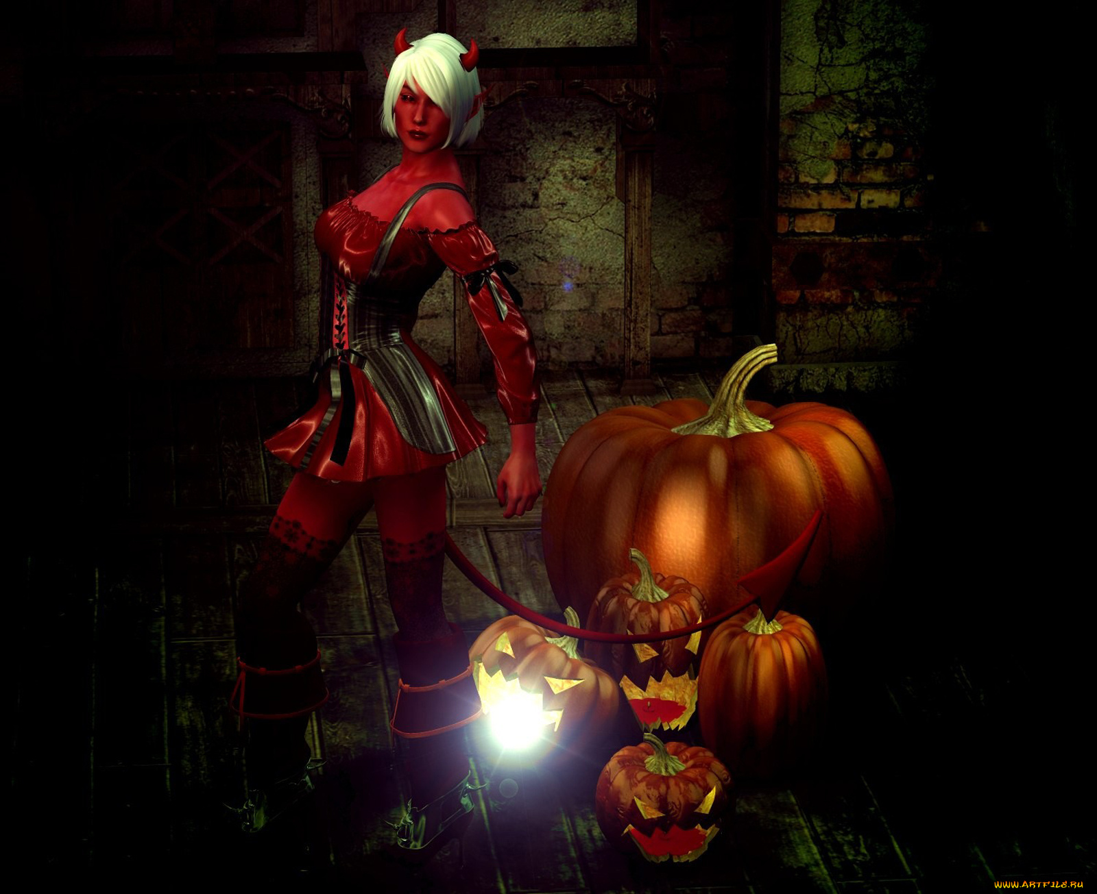 3д, графика, holidays, праздники, тыквы, существо