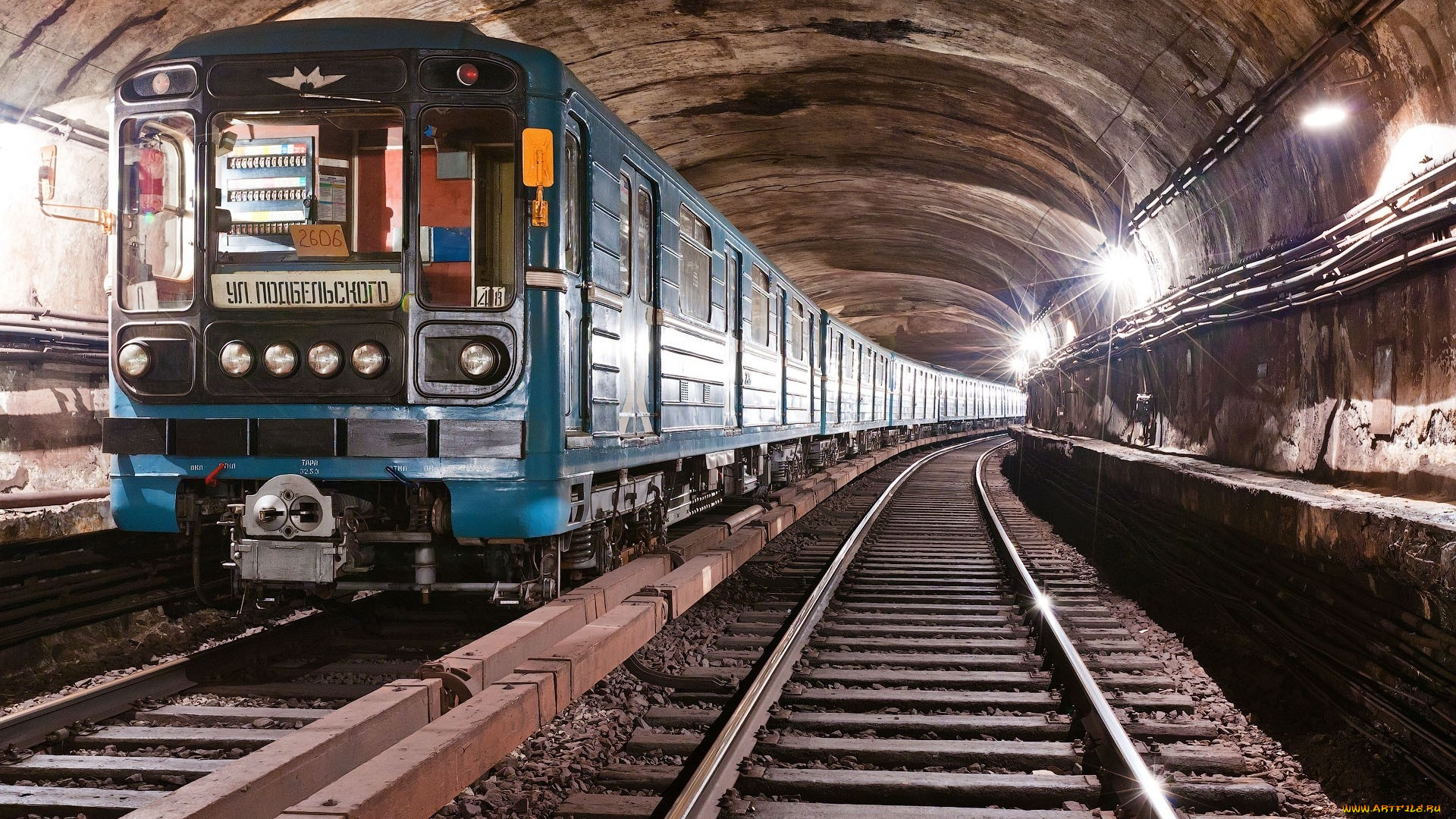 техника, метро, огни, поезд