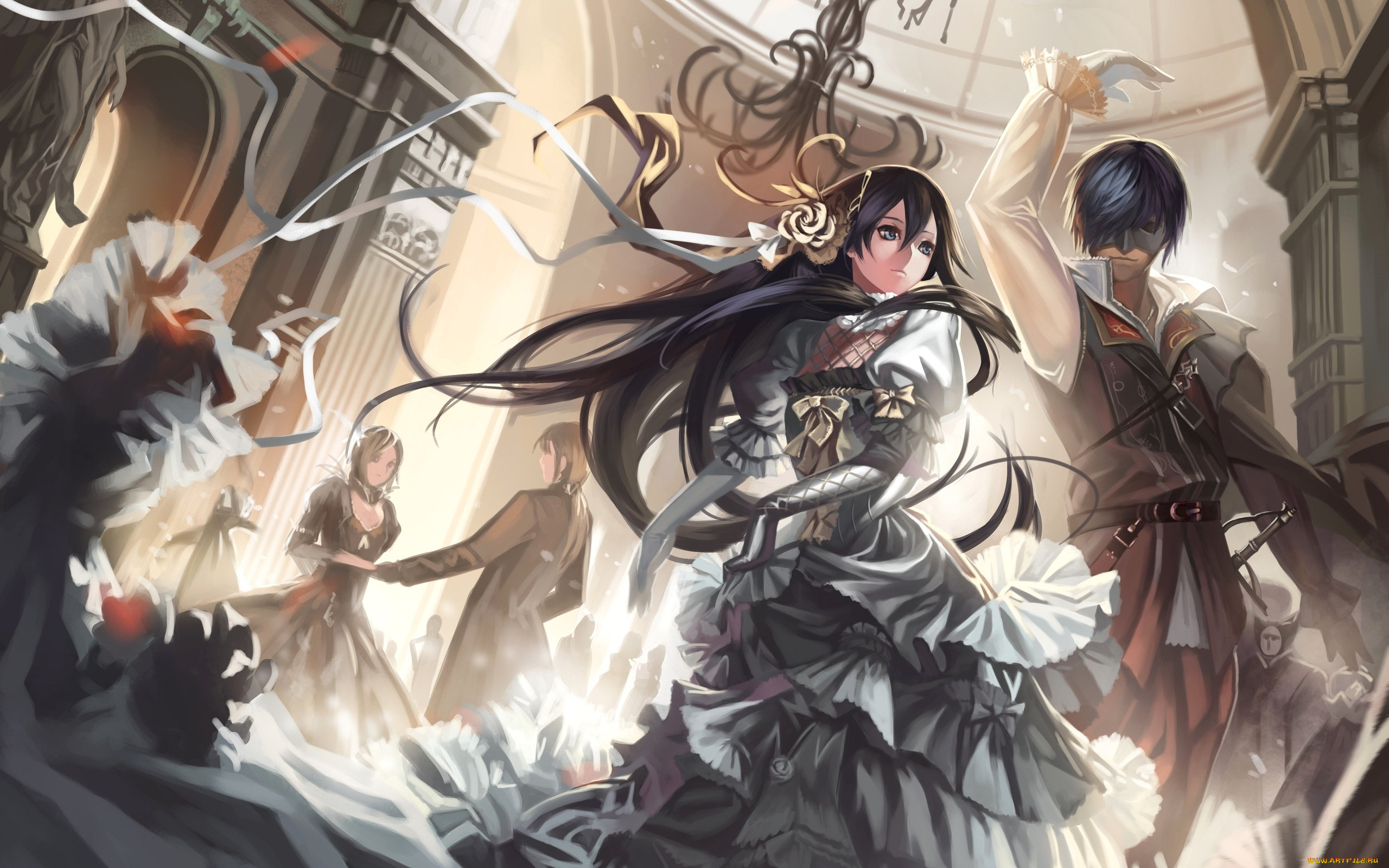 аниме, *unknown, другое, бал-маскарад, танцы, люди