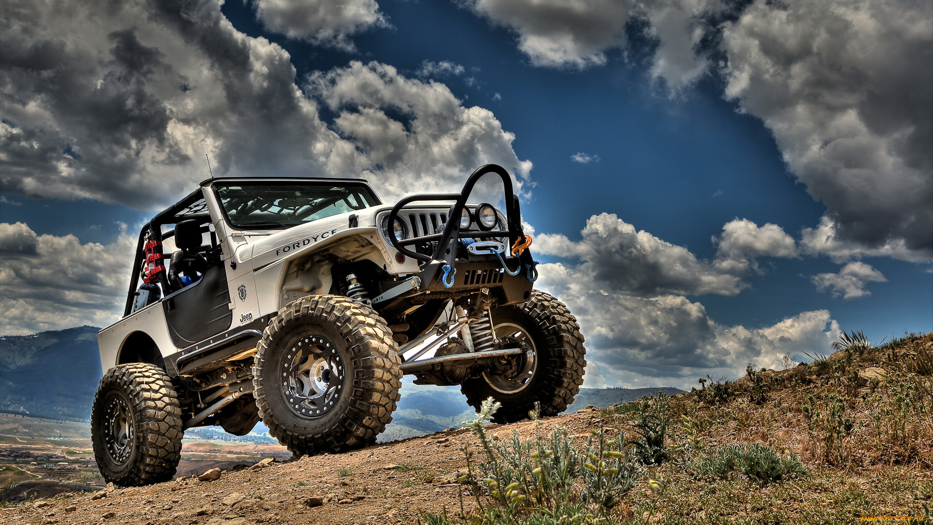 автомобили, jeep, облака