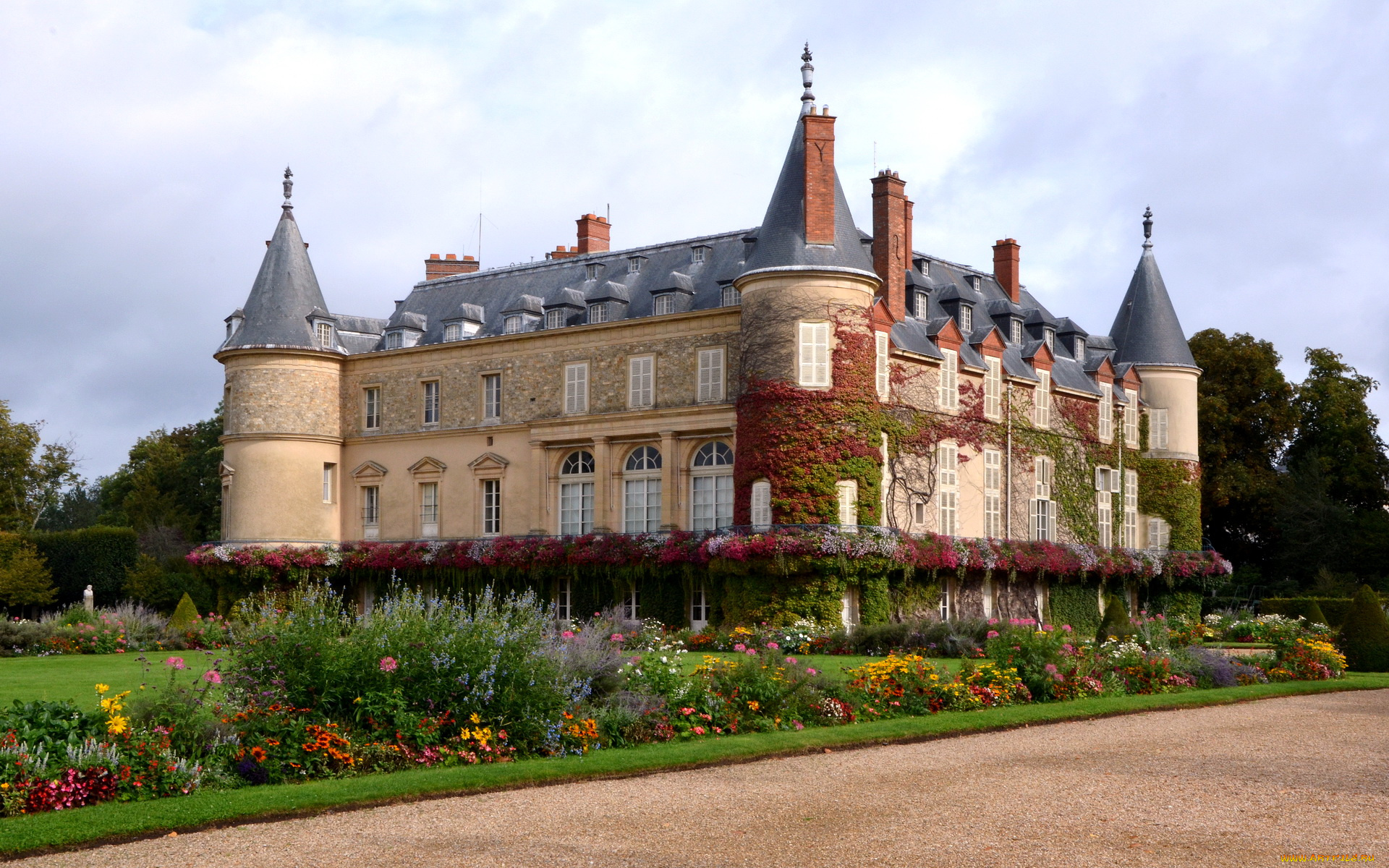 chateau, de, rambouillet, франция, города, дворцы, замки, крепости, дорога, цветы, замок