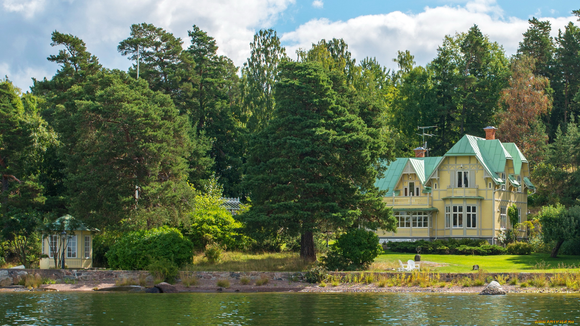 города, , , швеция, растения, река, дома