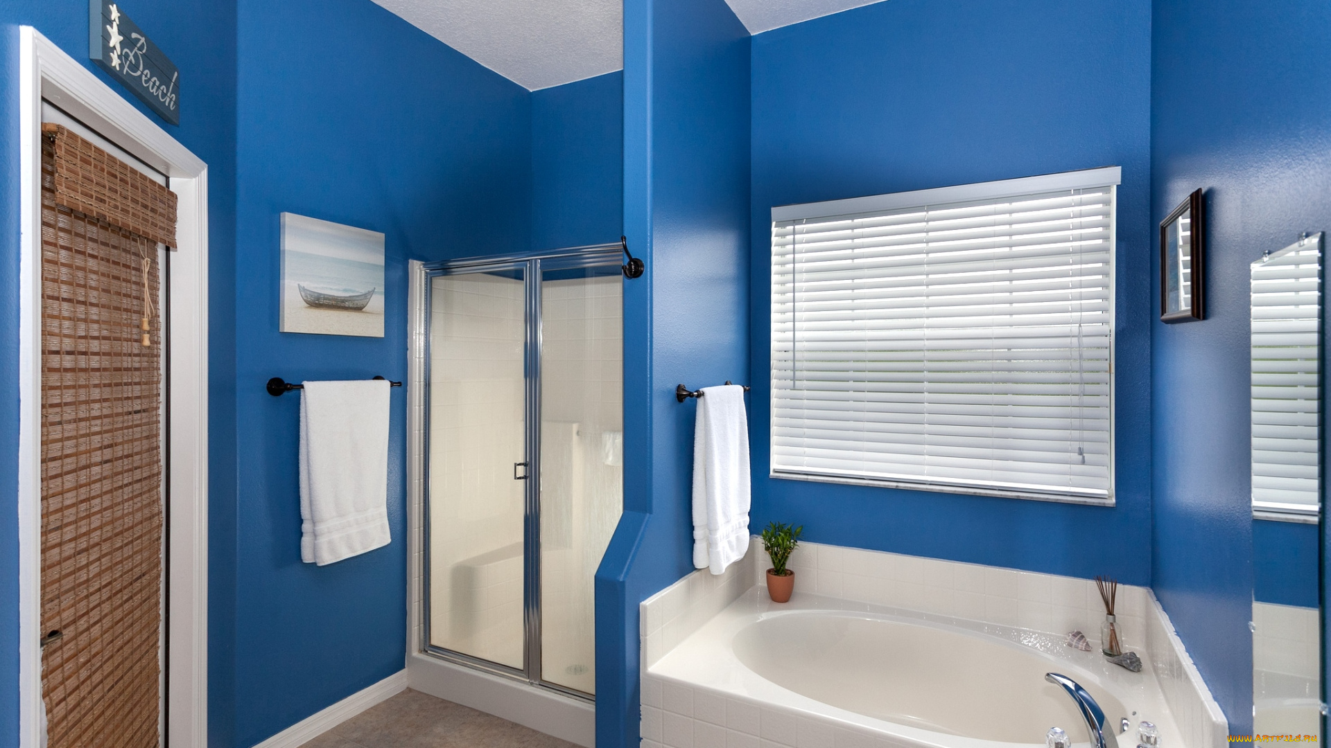 интерьер, ванная, туалетная, комнаты, ванна, душ