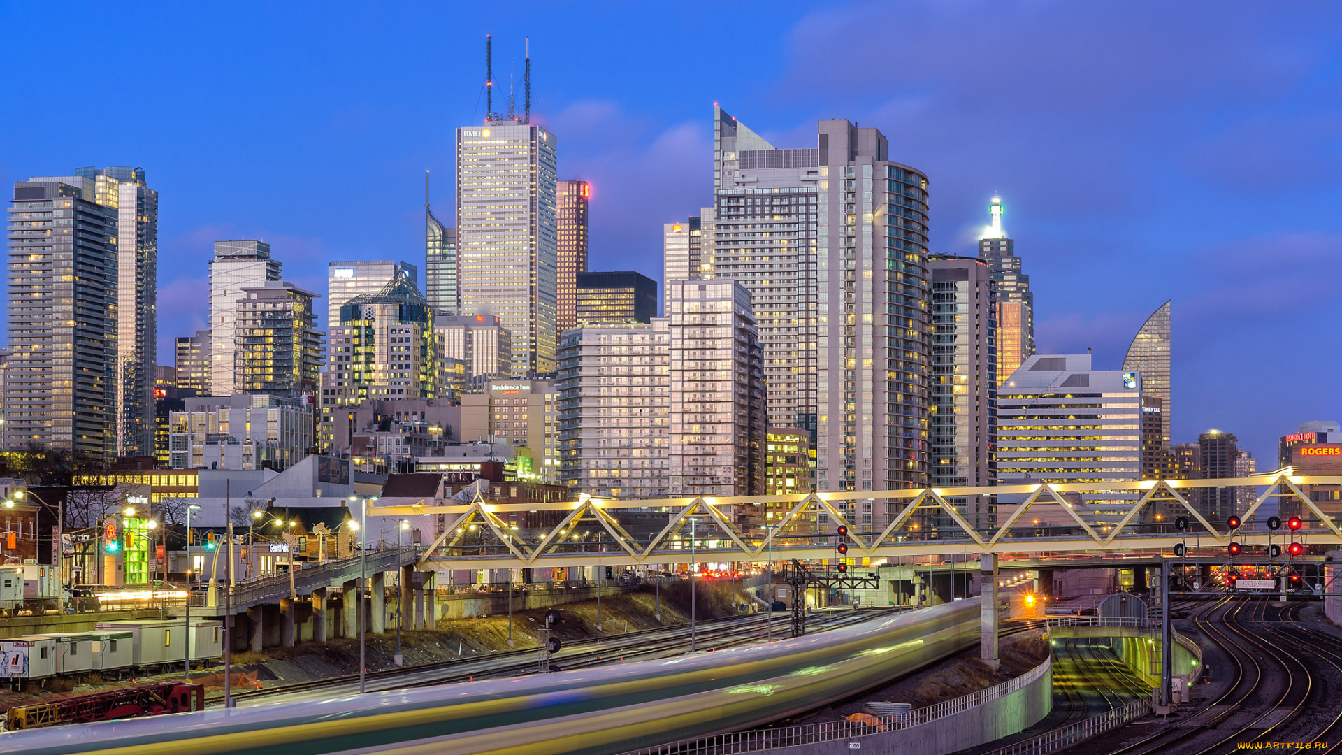 bathurst, bridge, -, toronto, , on, города, торонто, , канада, небоскребы, магистраль