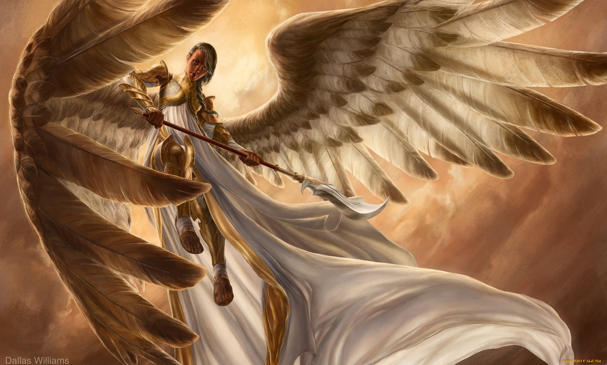 3д, графика, ангел, , angel, ангел, оружие, фон, взгляд, девушка