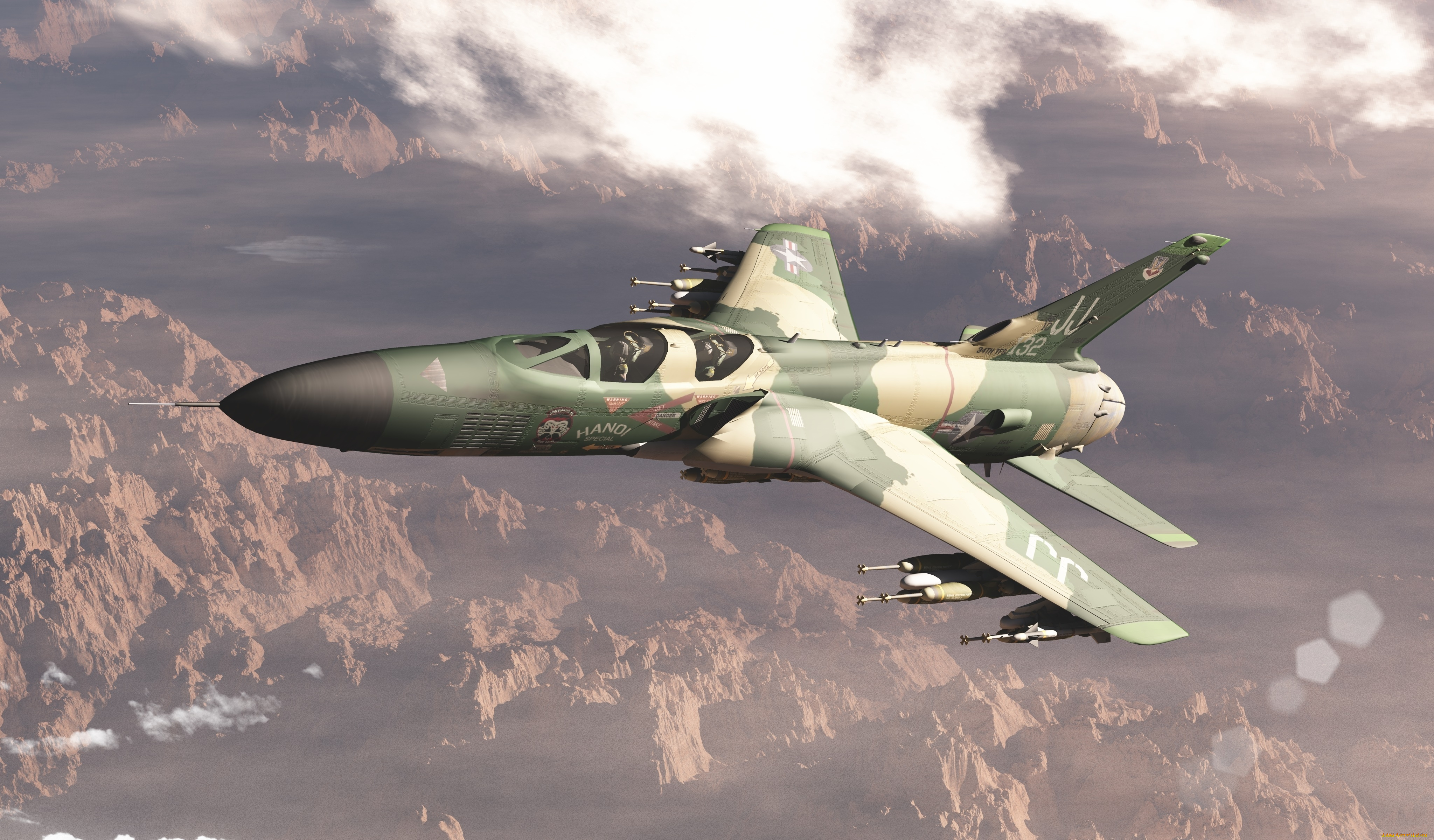 авиация, 3д, рисованые, v-graphic, облака, полет, самолет