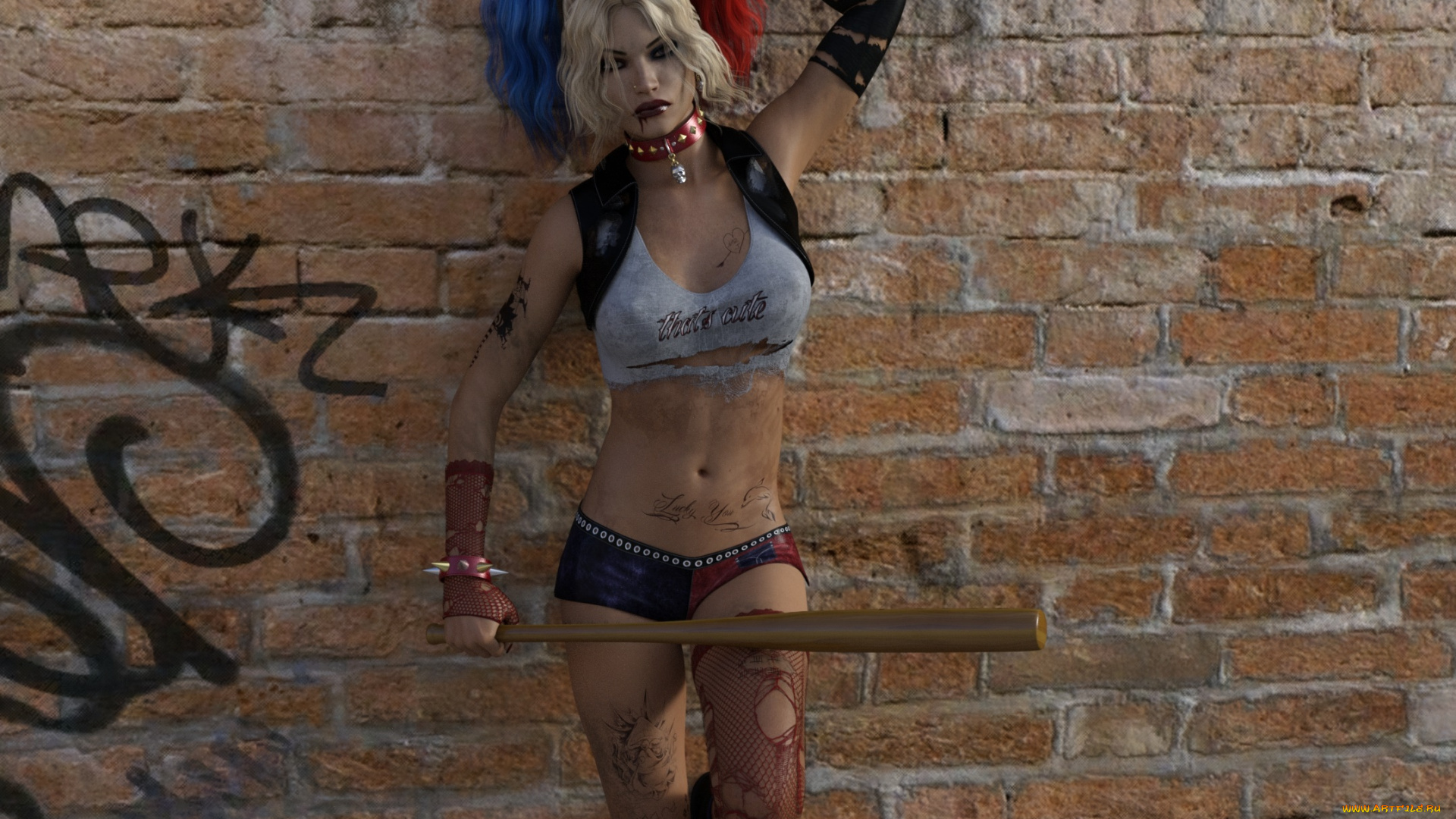 3д, графика, фантазия, , fantasy, бита, фон, девушка, взгляд