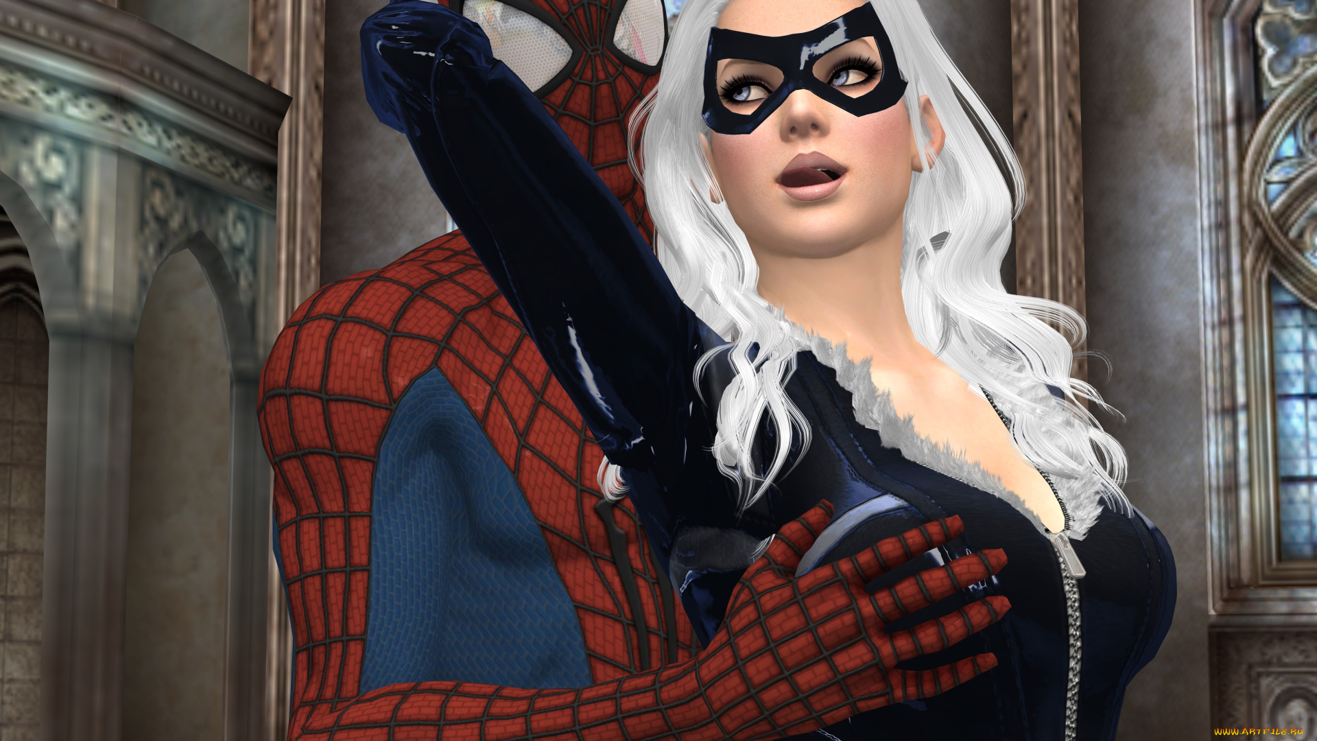 3д, графика, фантазия, , fantasy, девушка, взгляд, фон, маска, человек, паук