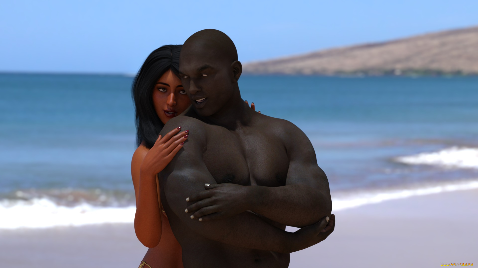 3д, графика, романтика, , romantics, взгляд, девушка, парень, фон